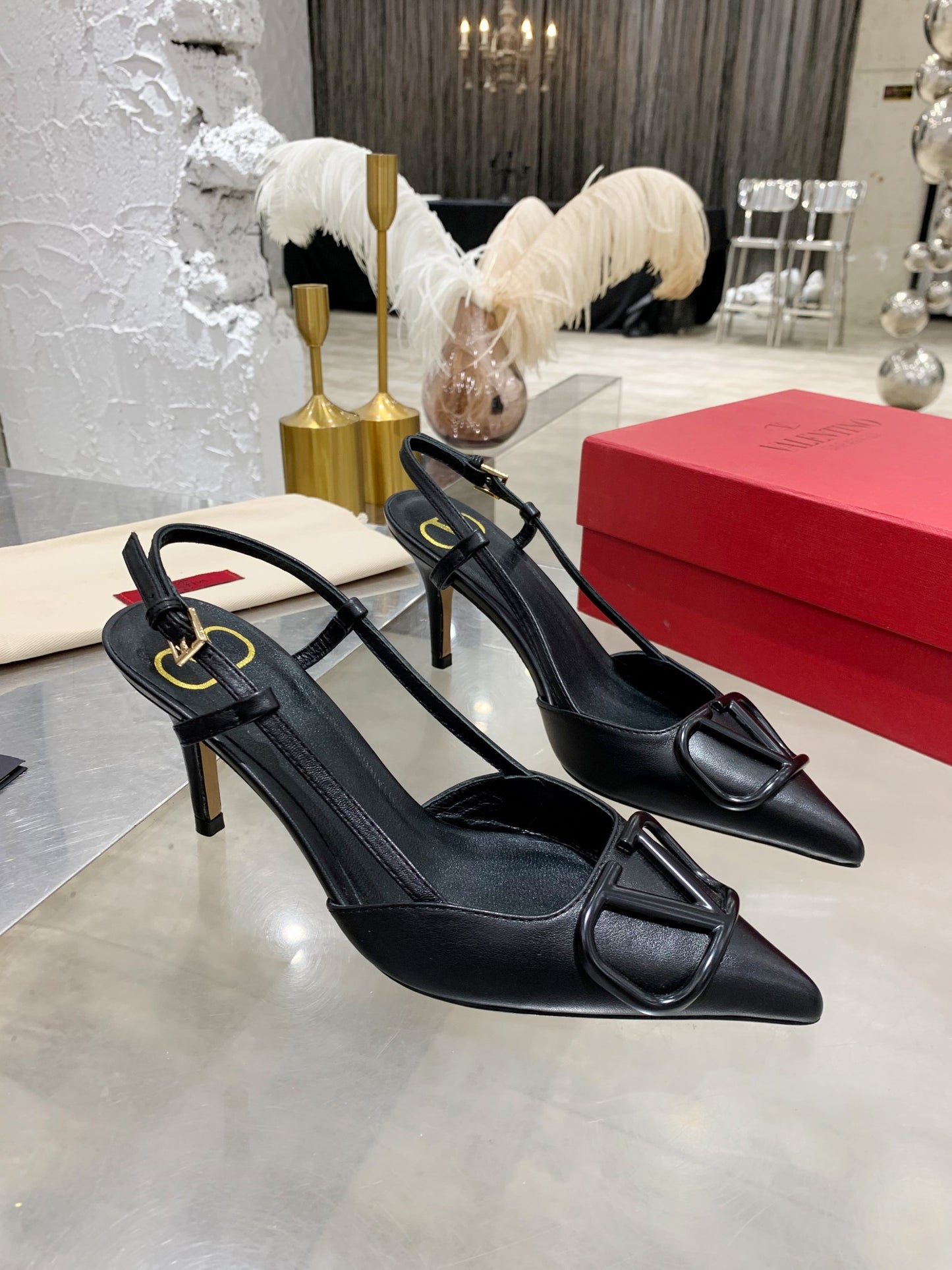Valentino VLogo Signature Pointed Toe Patent Leather Pumps
