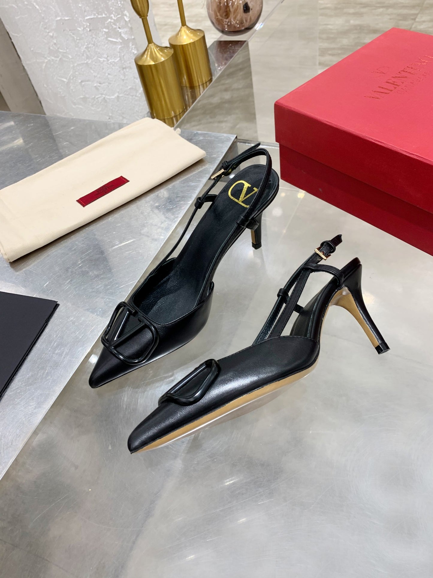 Valentino VLogo Signature Pointed Toe Patent Leather Pumps