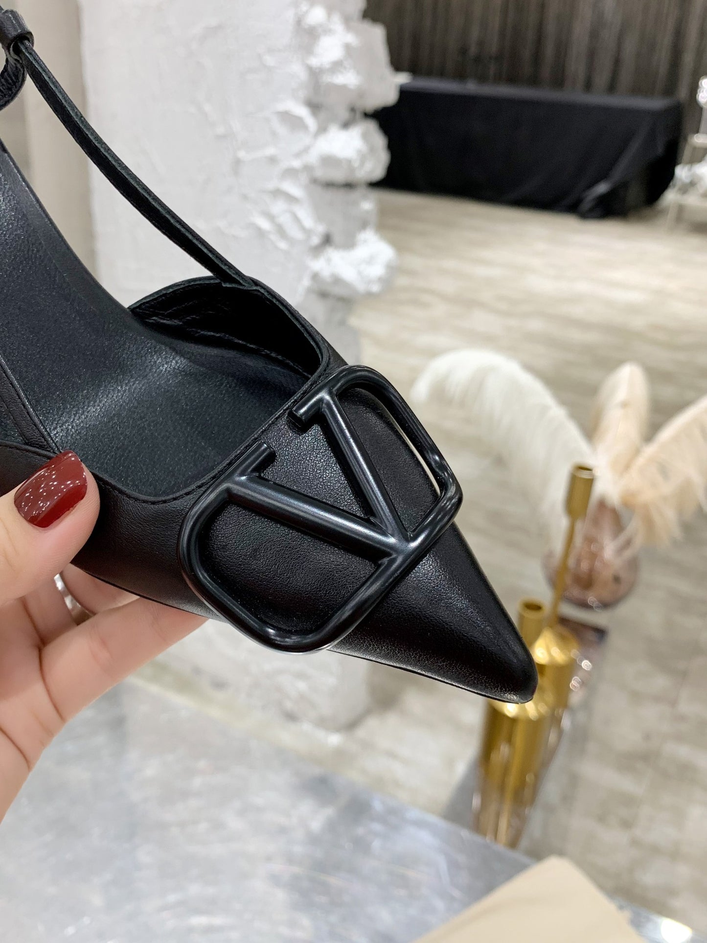 Valentino VLogo Signature Pointed Toe Patent Leather Pumps