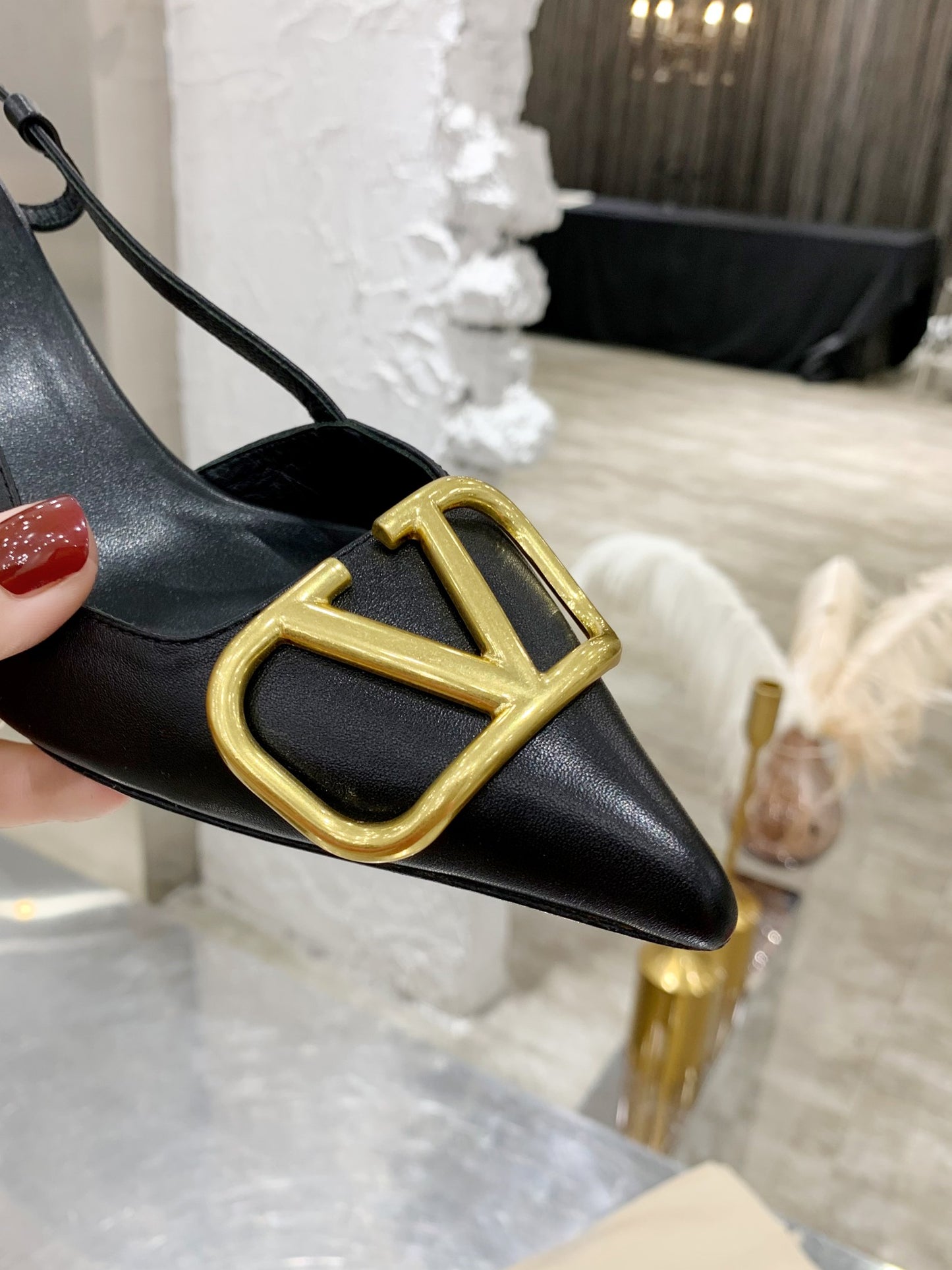 Valentino VLogo Signature Pointed Toe Patent Leather Pumps