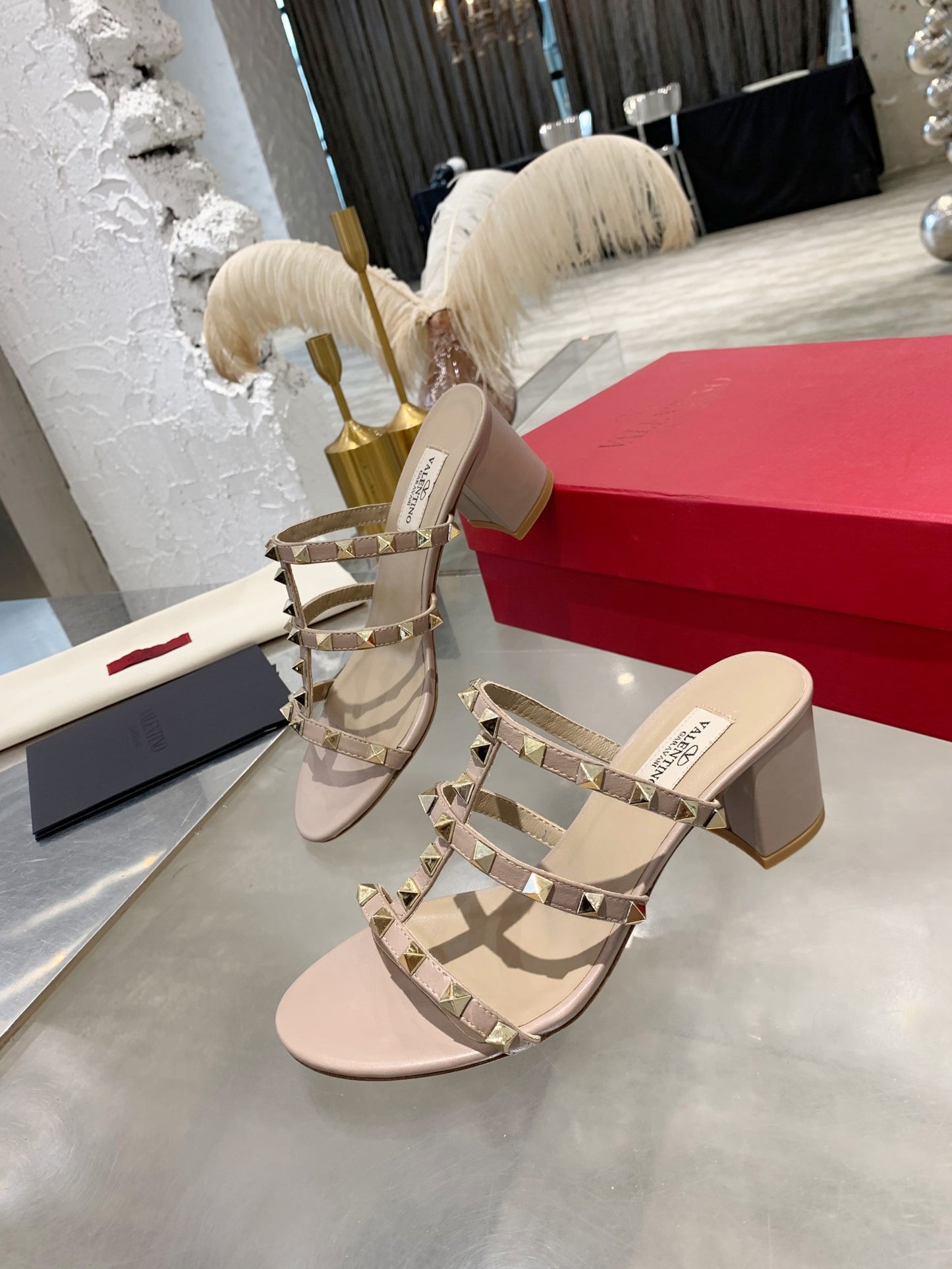 Valentino Rockstud Classic Block Heel Sandals