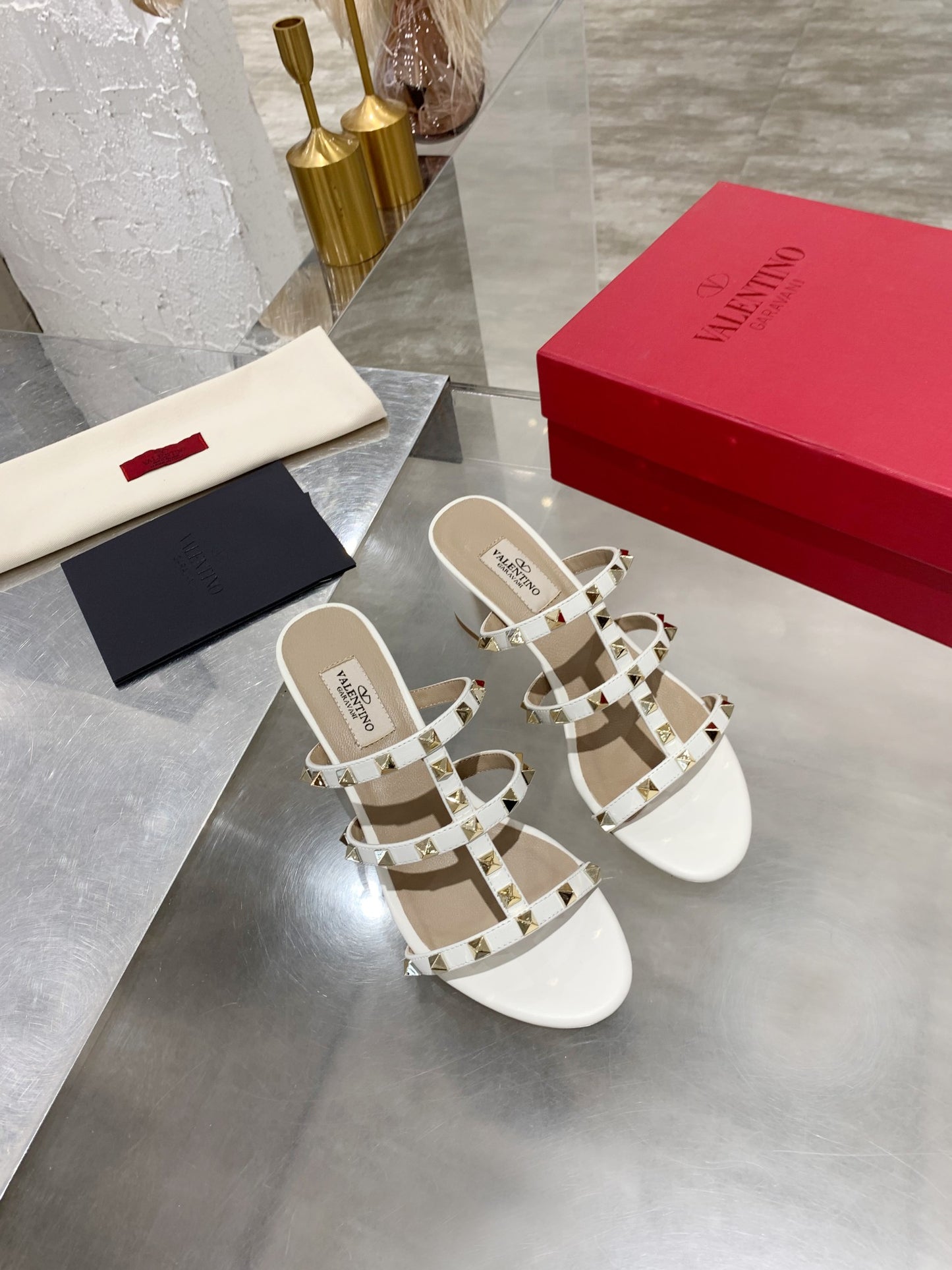 Valentino Rockstud Classic Block Heel Sandals