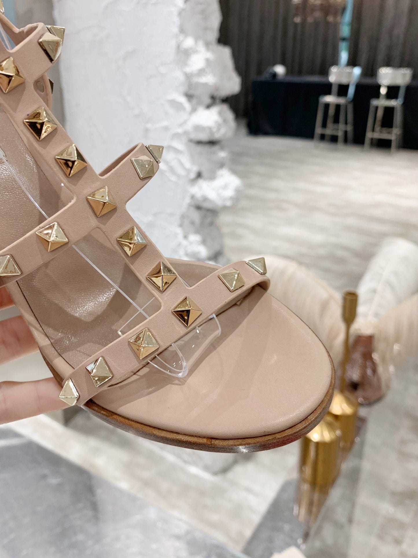 Valentino Studded Classic Block Heel Sandals