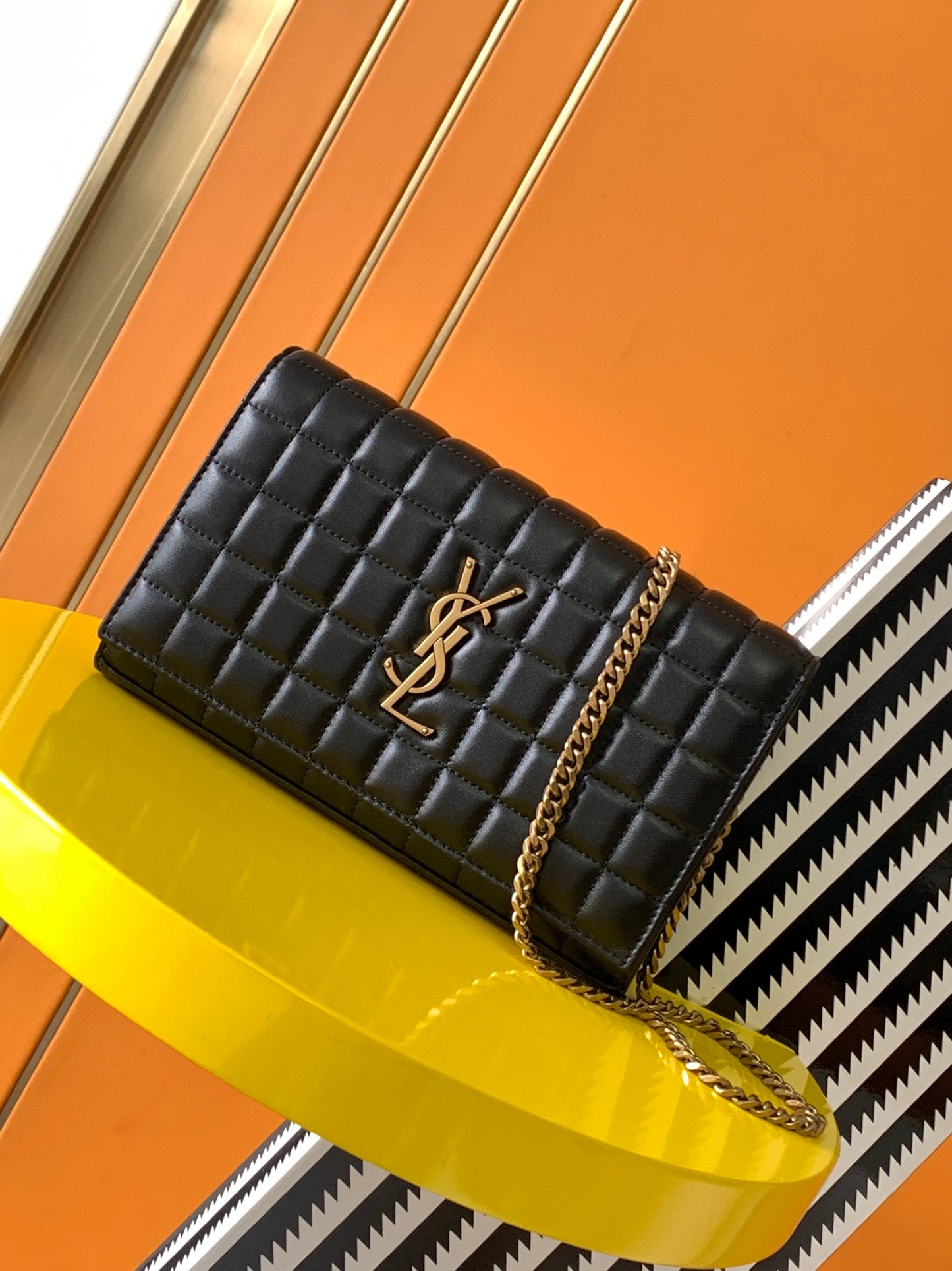 Saint Laurent LE CASSANDRE Matelassé Chain Wallet