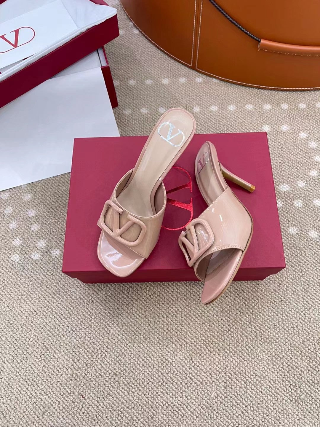 Valentino VLogo Patent Leather Heeled Mules