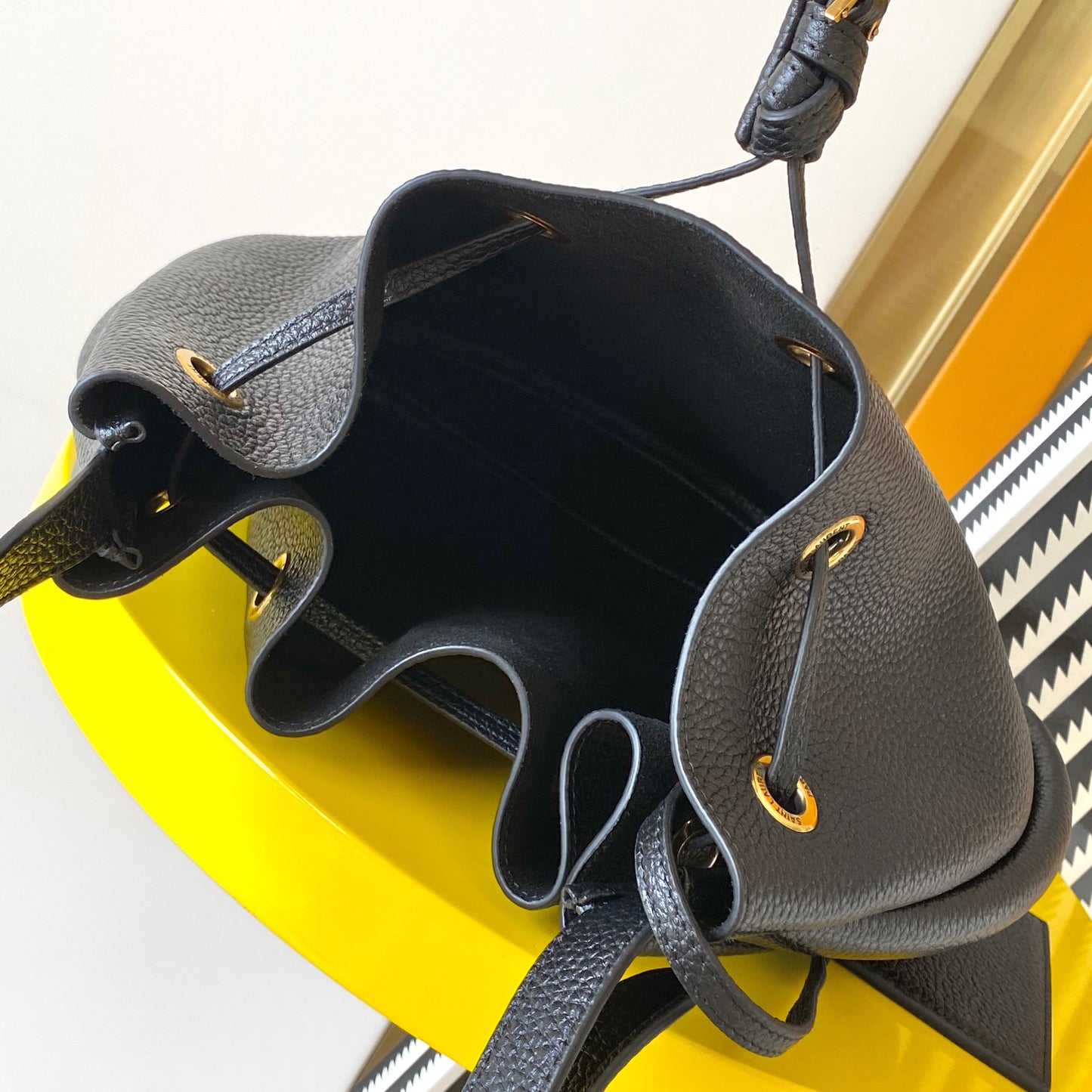 Saint Laurent Grained Leather Small Hobo Bag with Cassandre