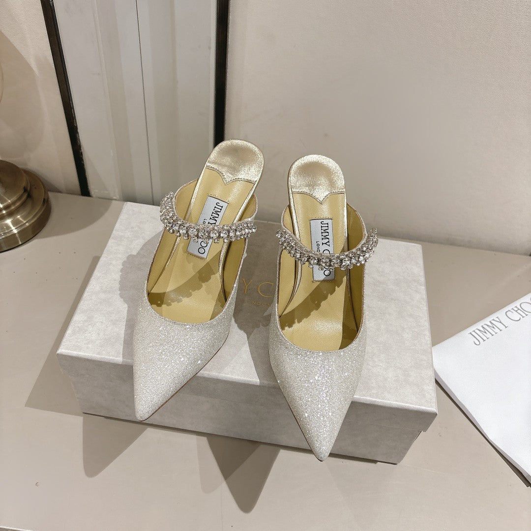 Jimmy Choo Ice Silver Glitter Pointed-Toe Pumps