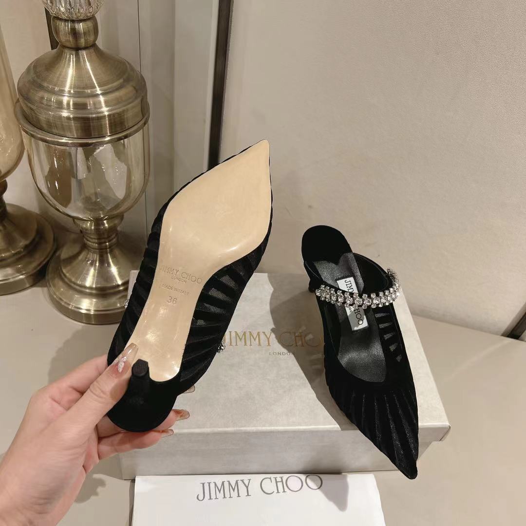 Jimmy Choo Pointed Toe Crystal Heeled Sandals – 2025 Collection