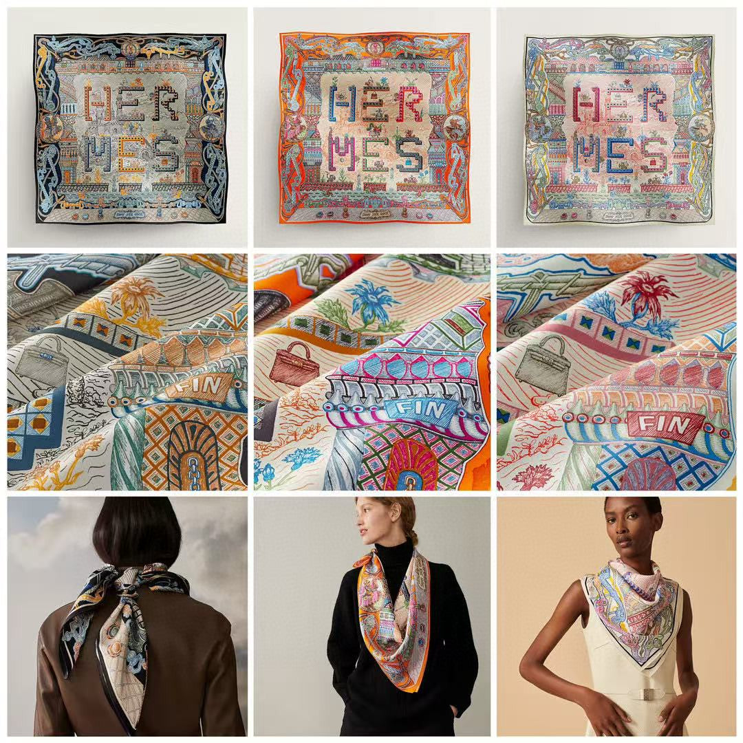 Hermès Grand Exploration 90 Twill Silk Scarf