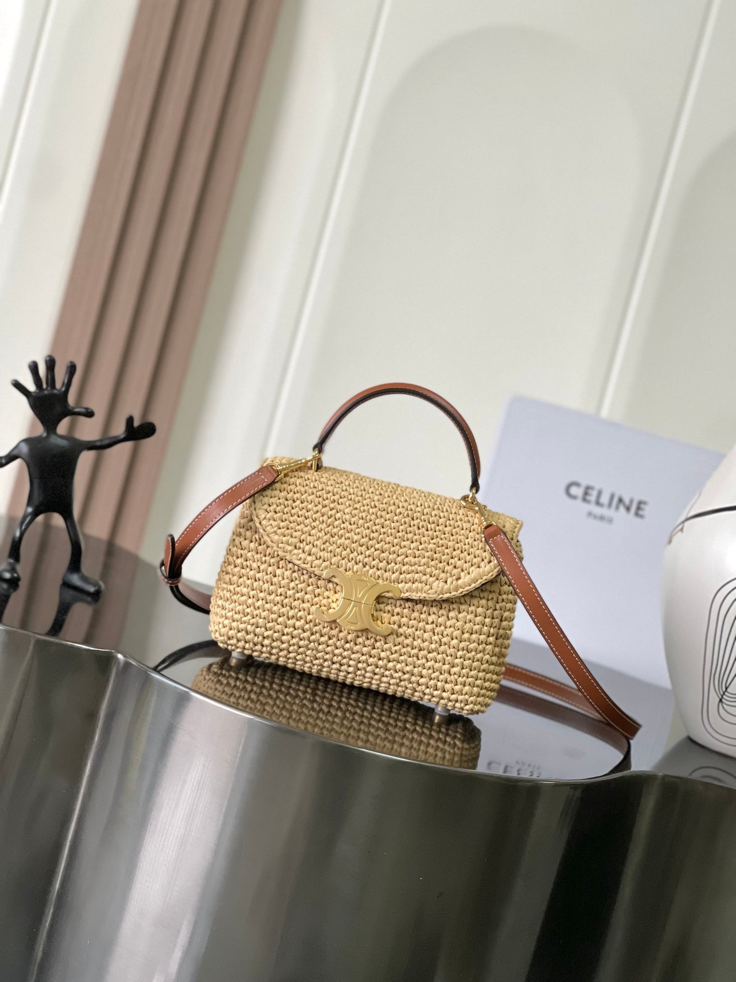 Celine Teen Nino Woven Triomphe Handbag