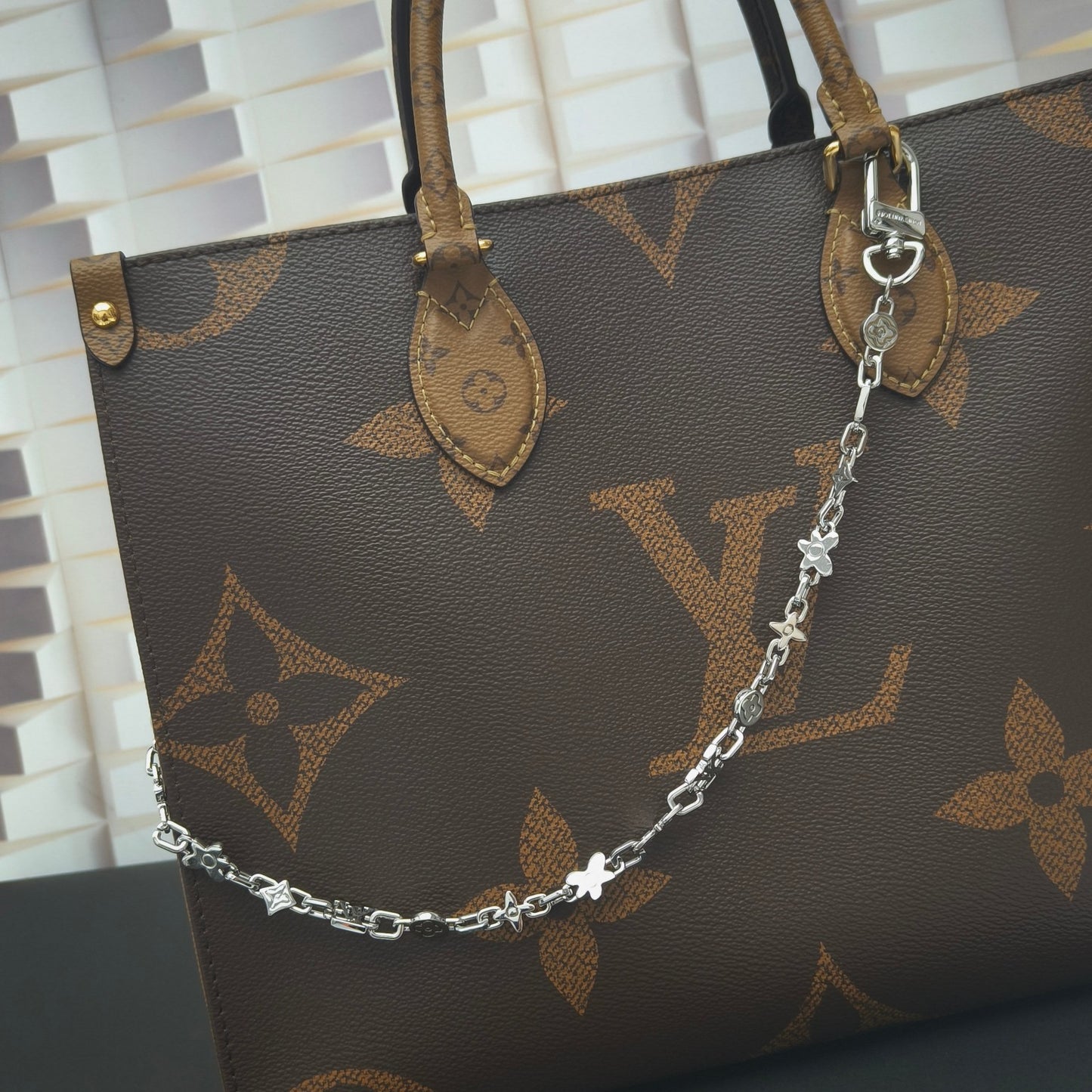 Louis Vuitton Floral Monogram Silver Bag Charm Belt