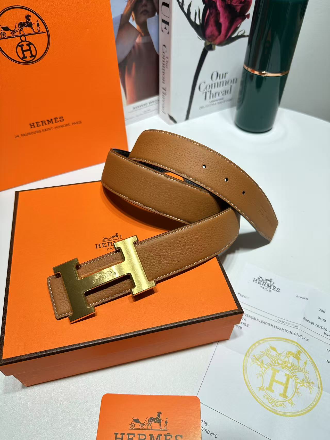 Hermès Men's Top-Layer Cowhide Pin Buckle Belt