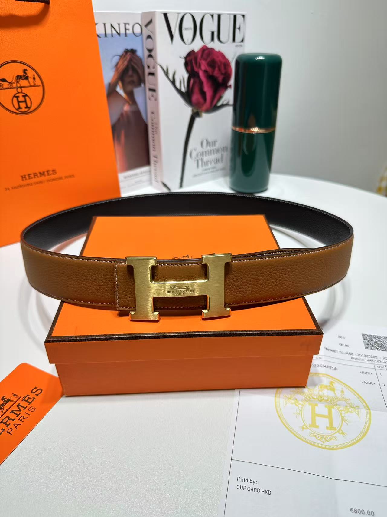 Hermès Men's Top-Layer Cowhide Pin Buckle Belt