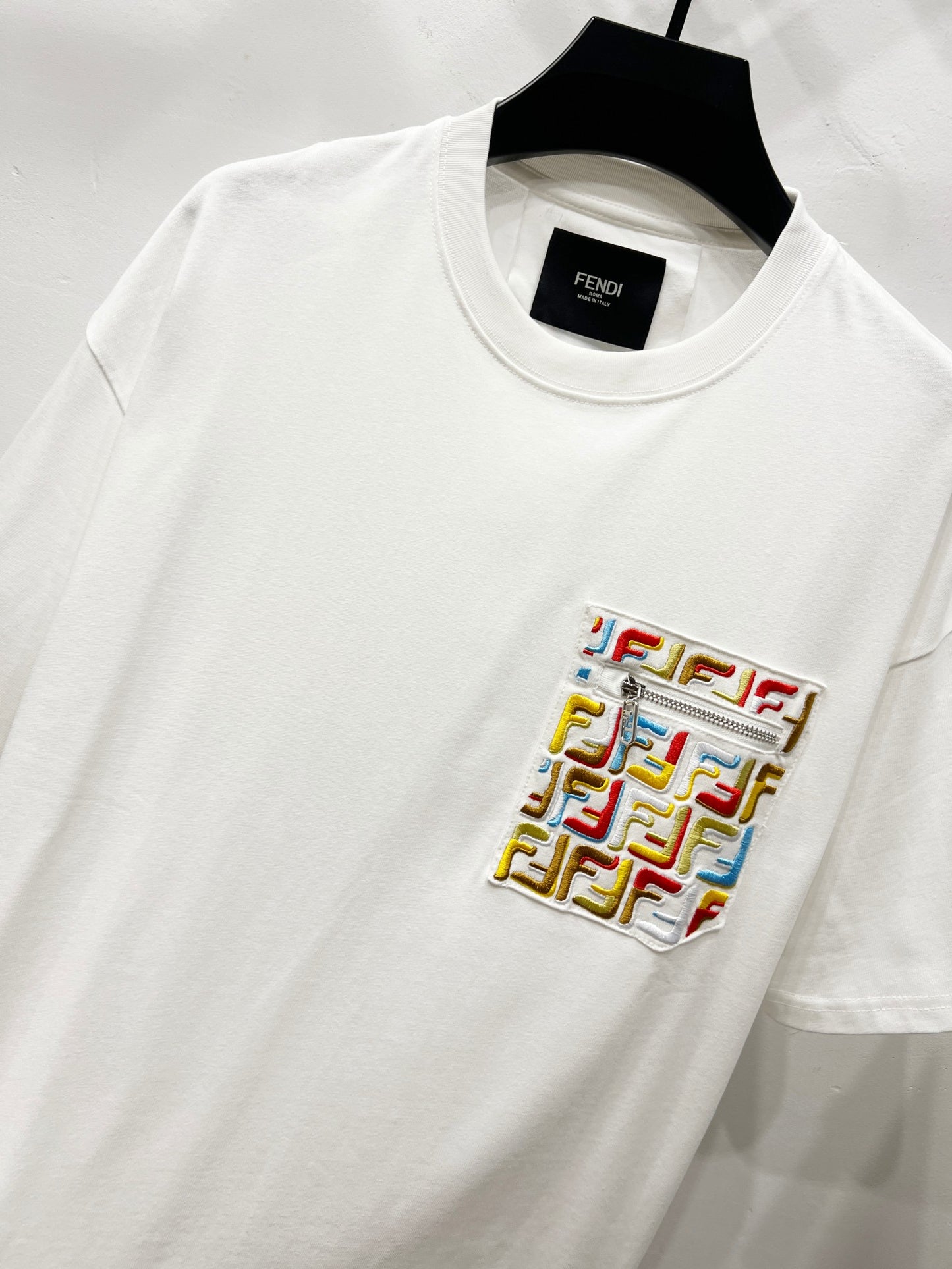 Fendi Embroidered Zipper Pocket T-Shirt – 2025SS