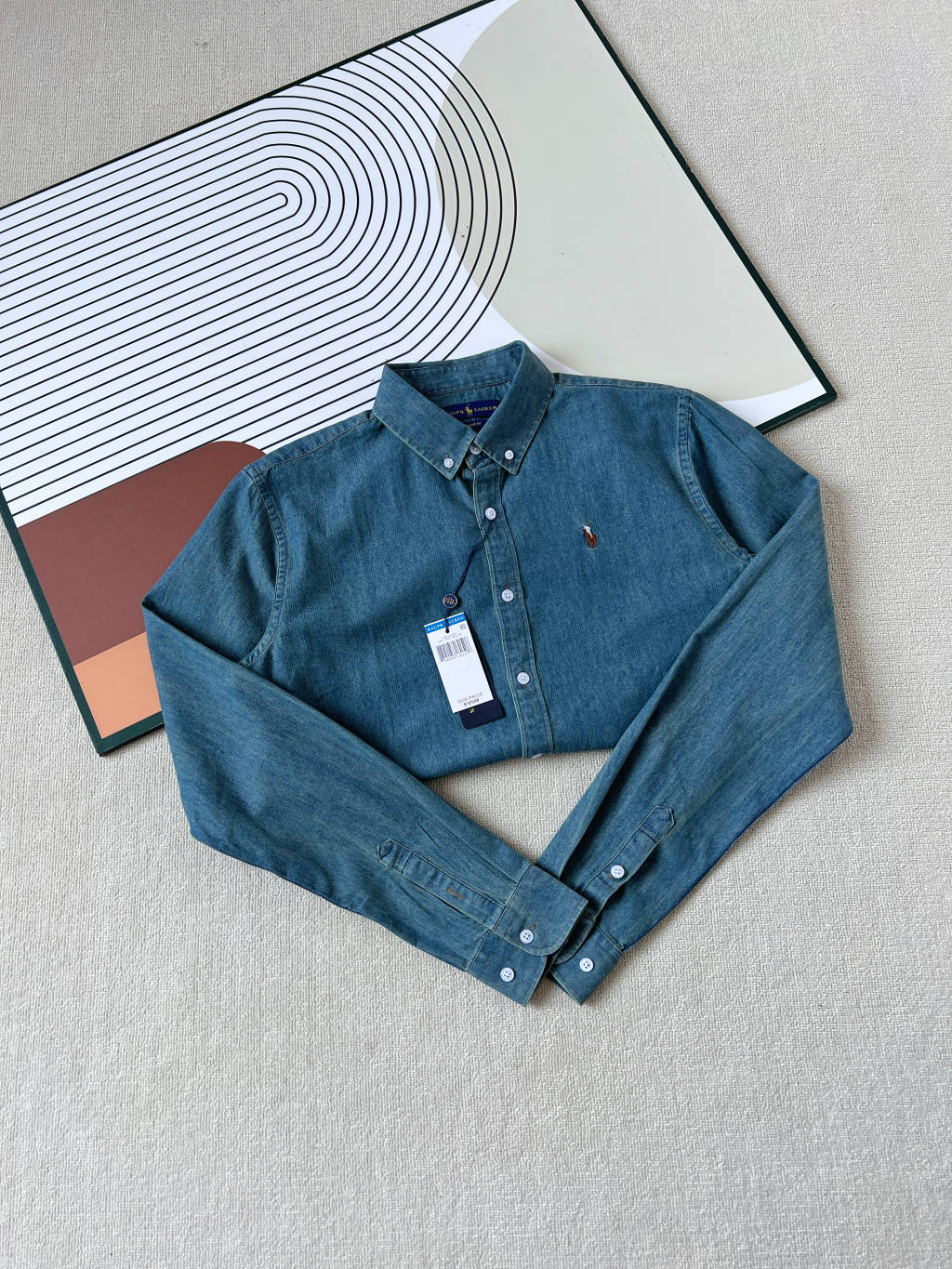 Ralph Lauren Washed Denim Shirt with Embroidered Logo