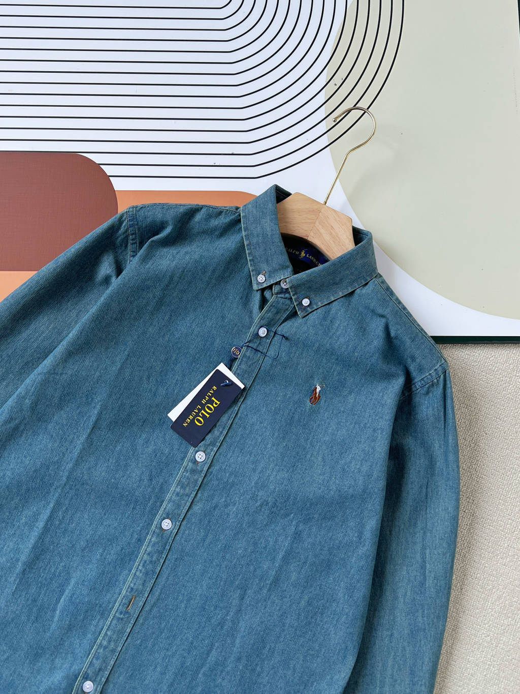 Ralph Lauren Washed Denim Shirt with Embroidered Logo