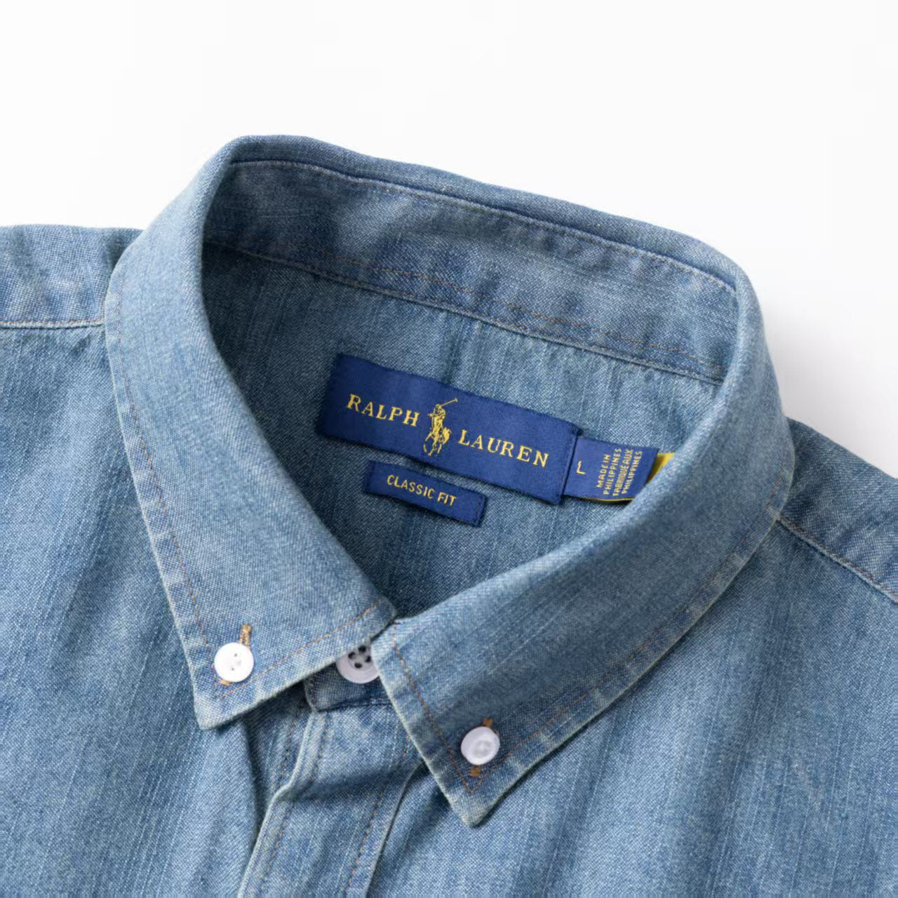 Ralph Lauren Washed Denim Shirt with Embroidered Logo