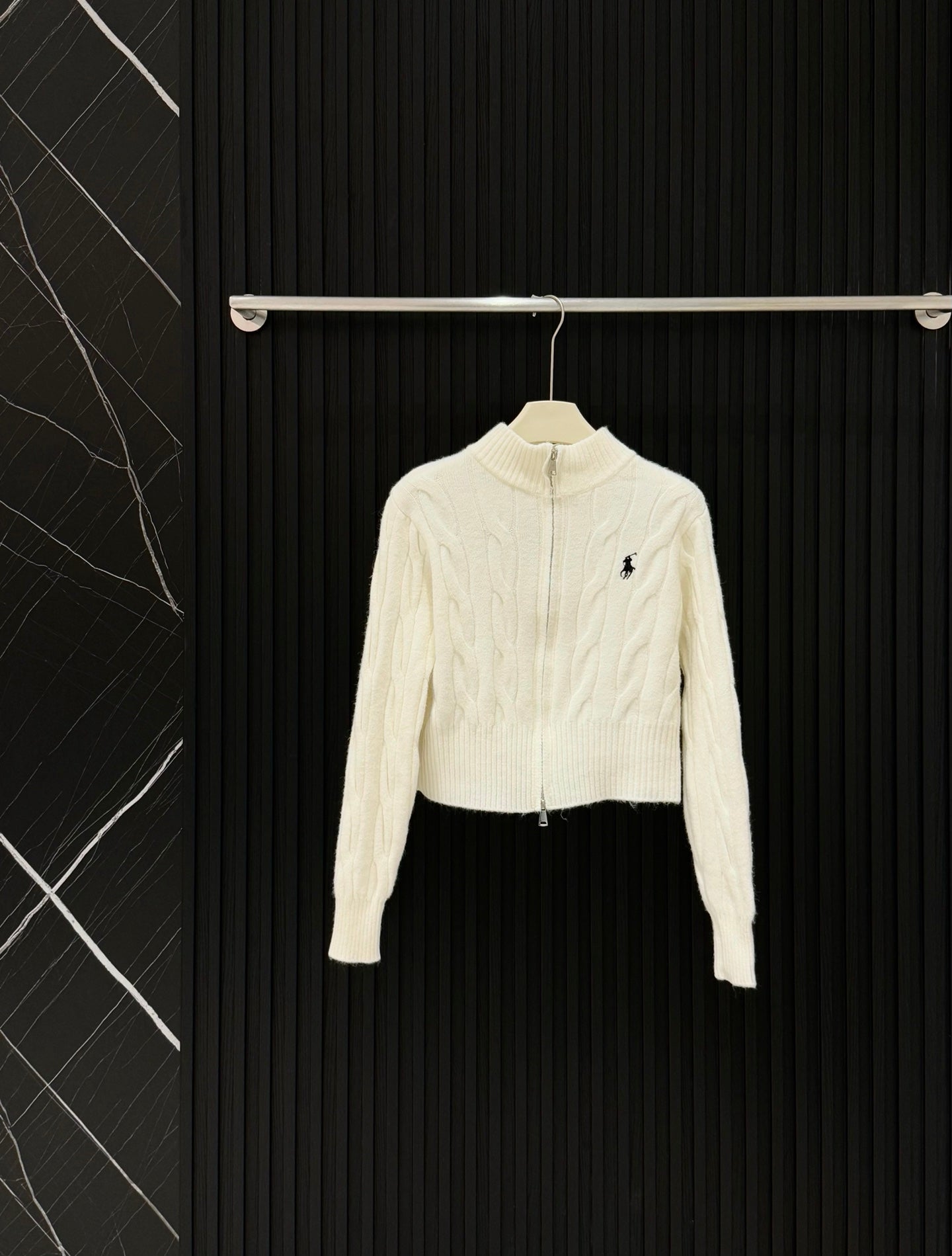 Ralph Lauren Double Zipper Cable Knit Cardigan