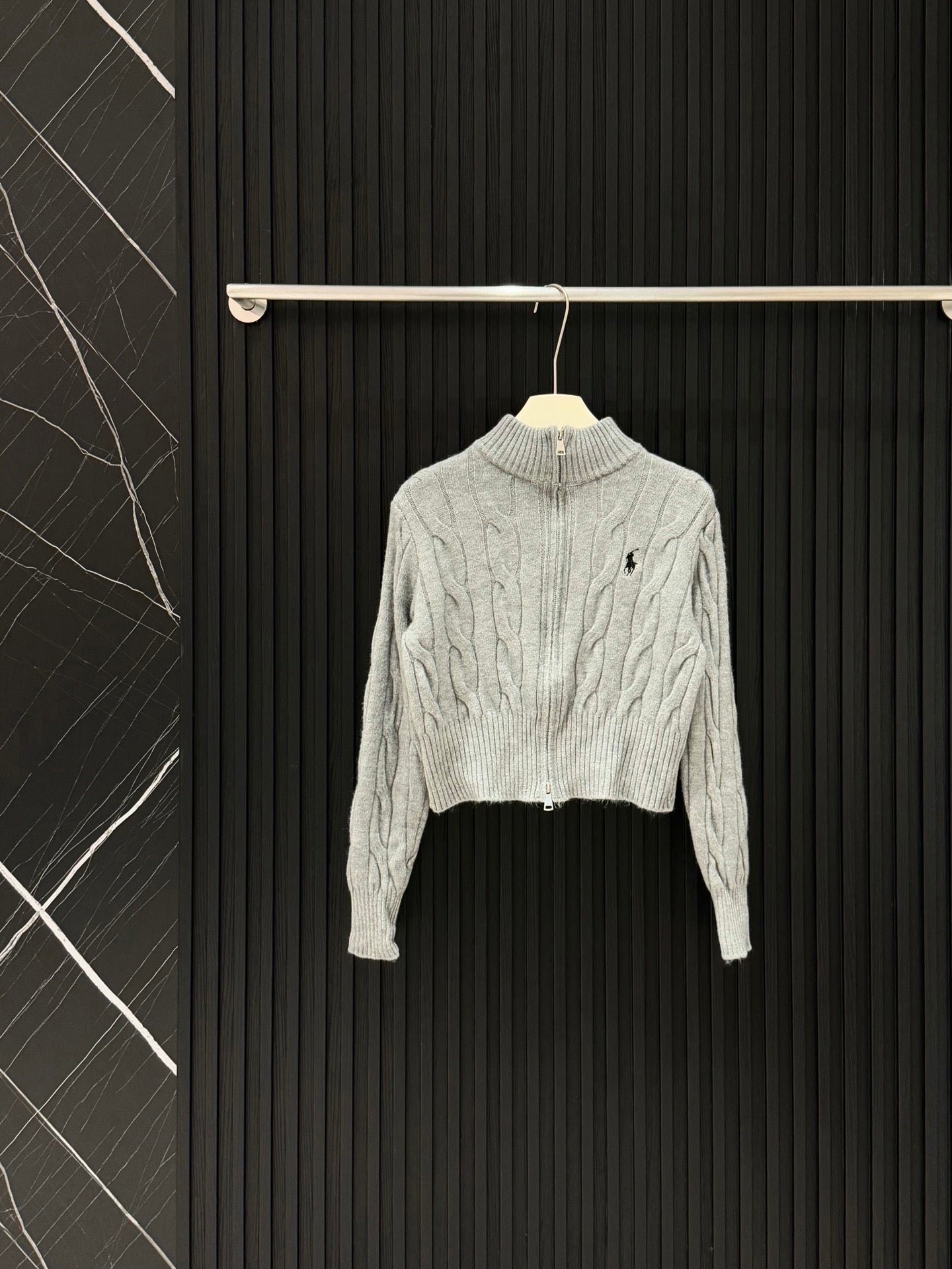 Ralph Lauren Double Zipper Cable Knit Cardigan