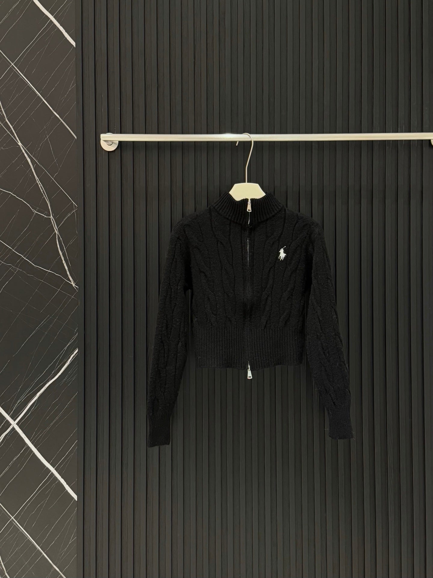 Ralph Lauren Double Zipper Cable Knit Cardigan
