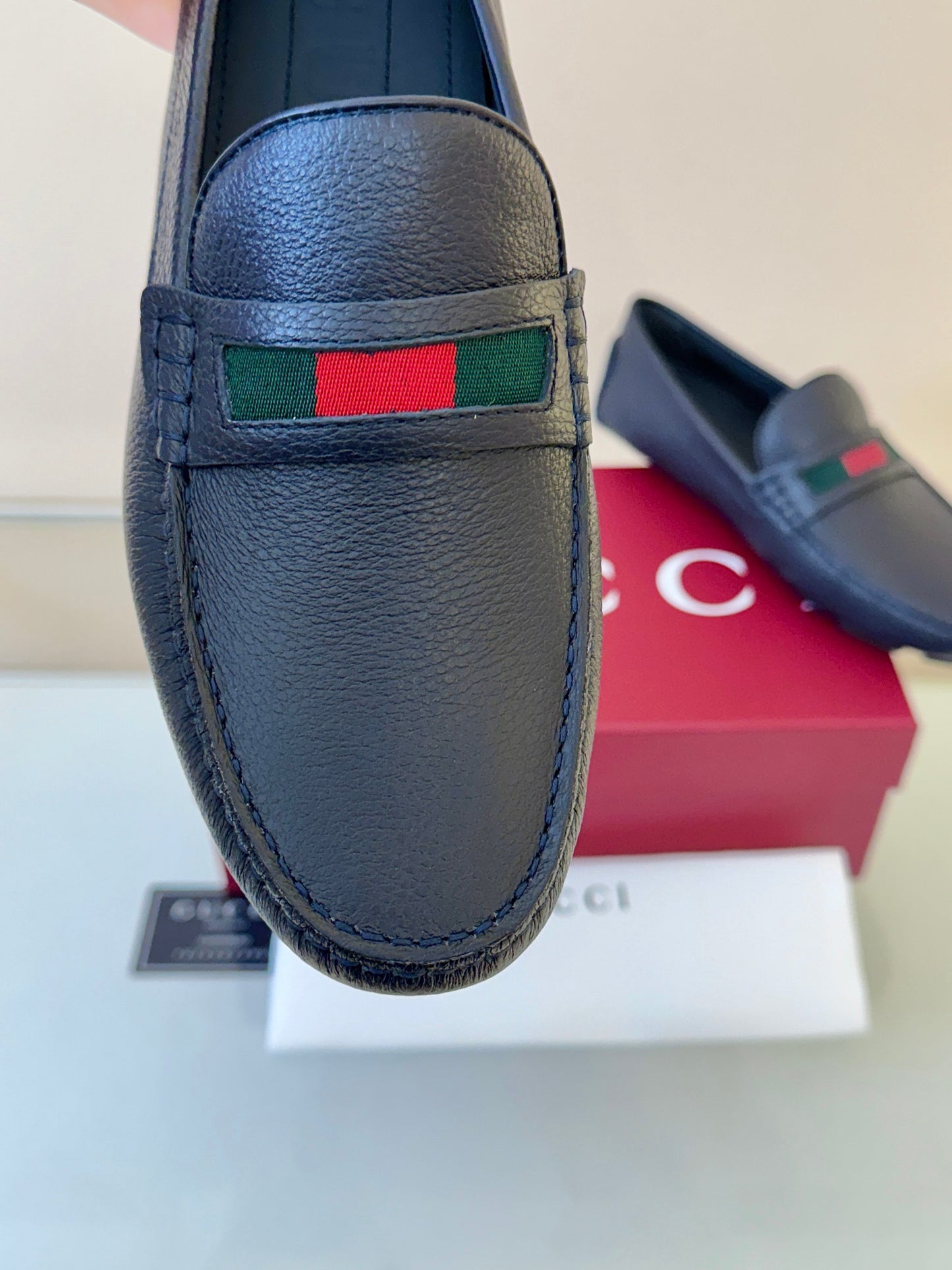 Gucci Men's Pebbled Leather and Suede Driving Shoes