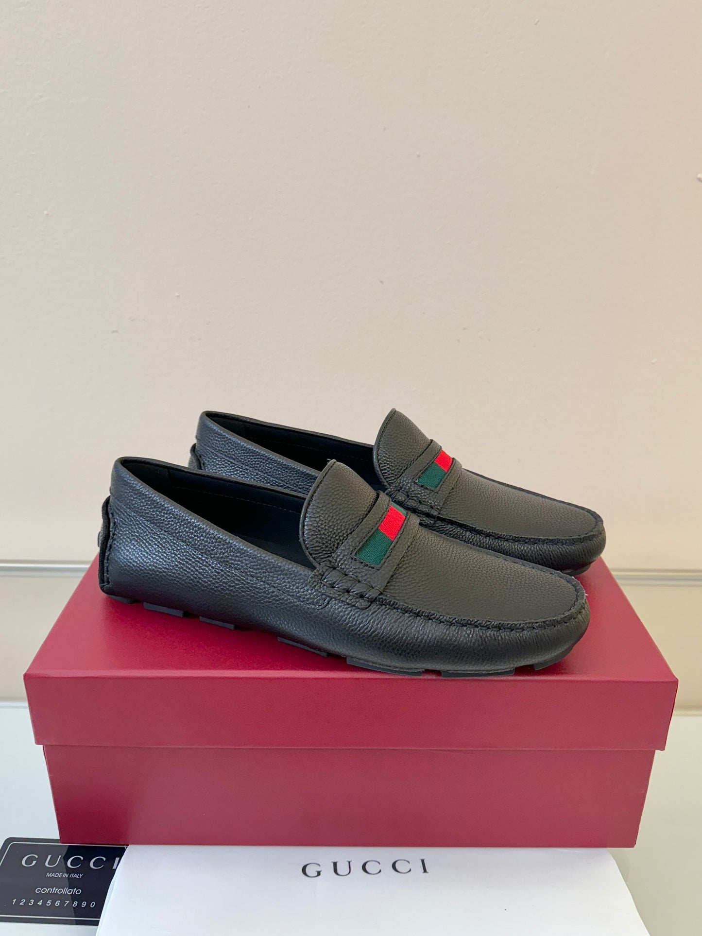 Gucci Men's Pebbled Leather and Suede Driving Shoes