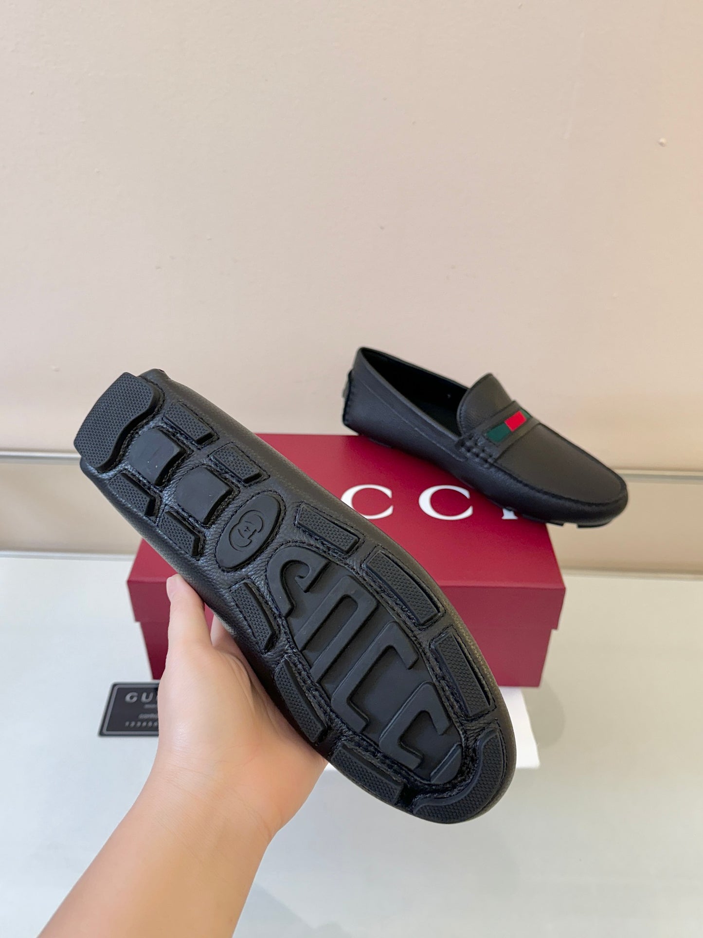 Gucci Men's Pebbled Leather and Suede Driving Shoes