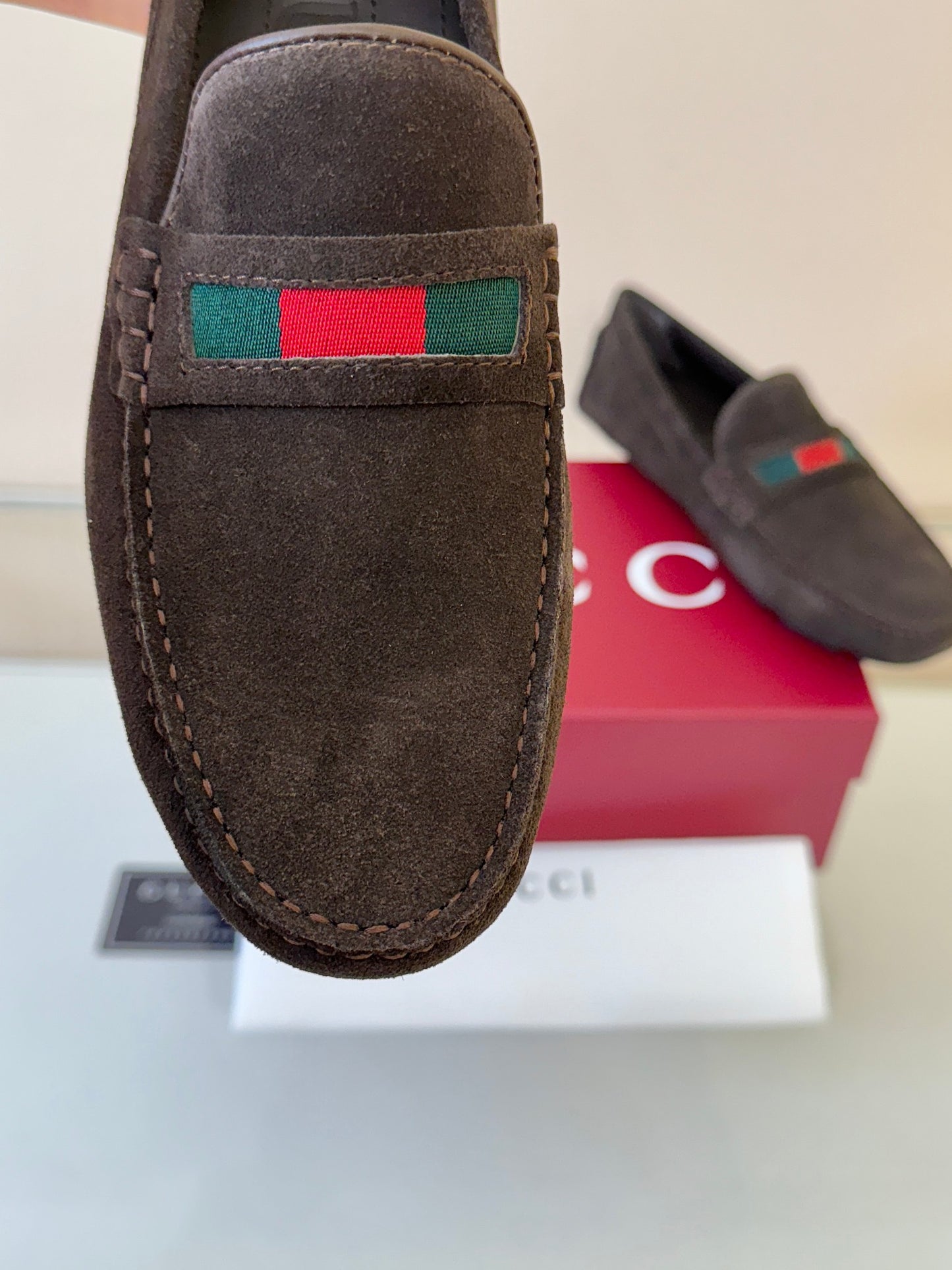 Gucci Men's Pebbled Leather and Suede Driving Shoes
