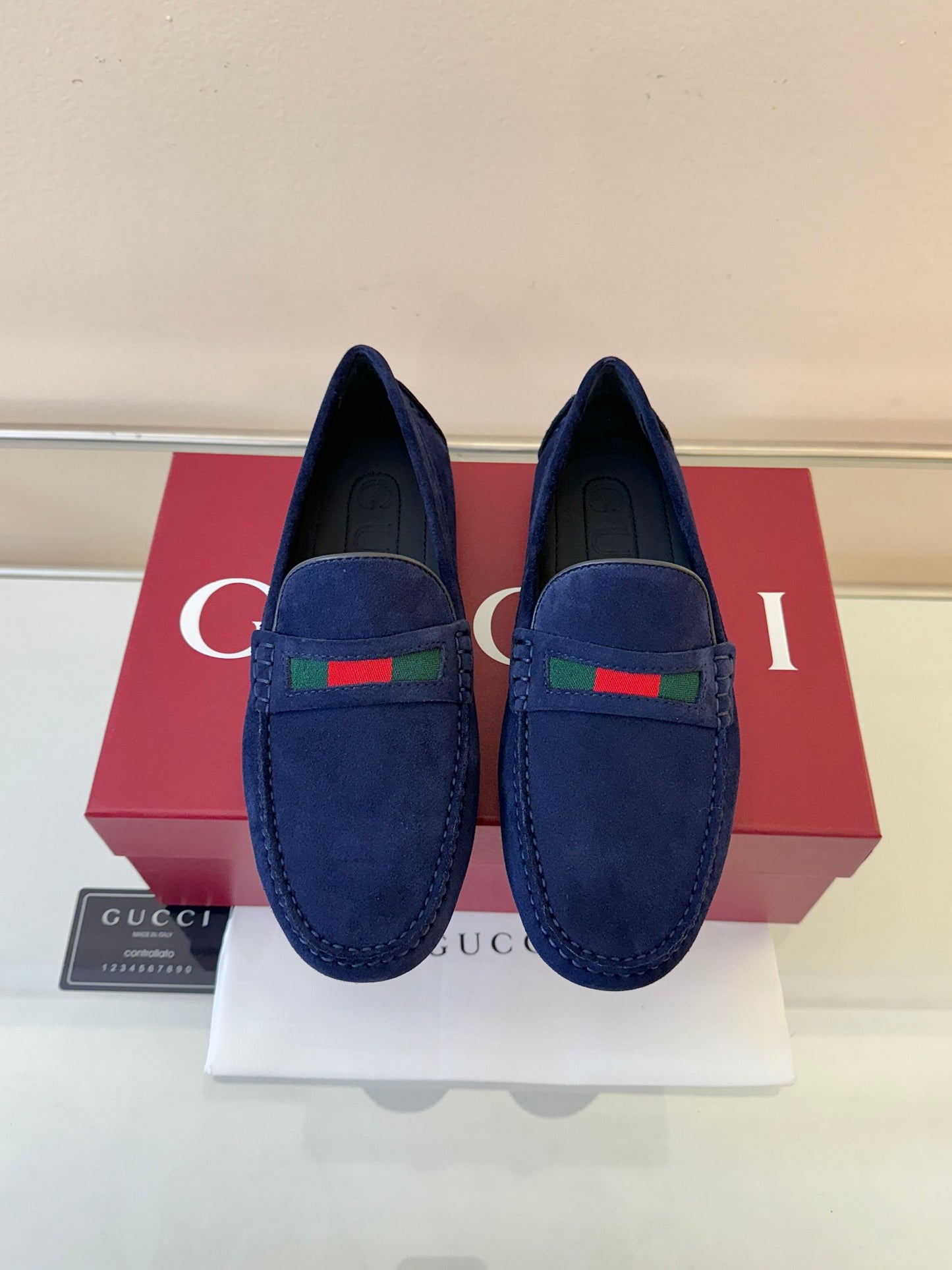 Gucci Men's Pebbled Leather and Suede Driving Shoes