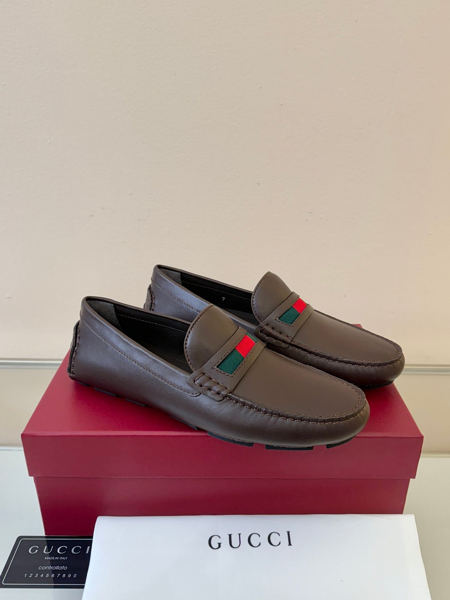 Gucci Men's Pebbled Leather and Suede Driving Shoes
