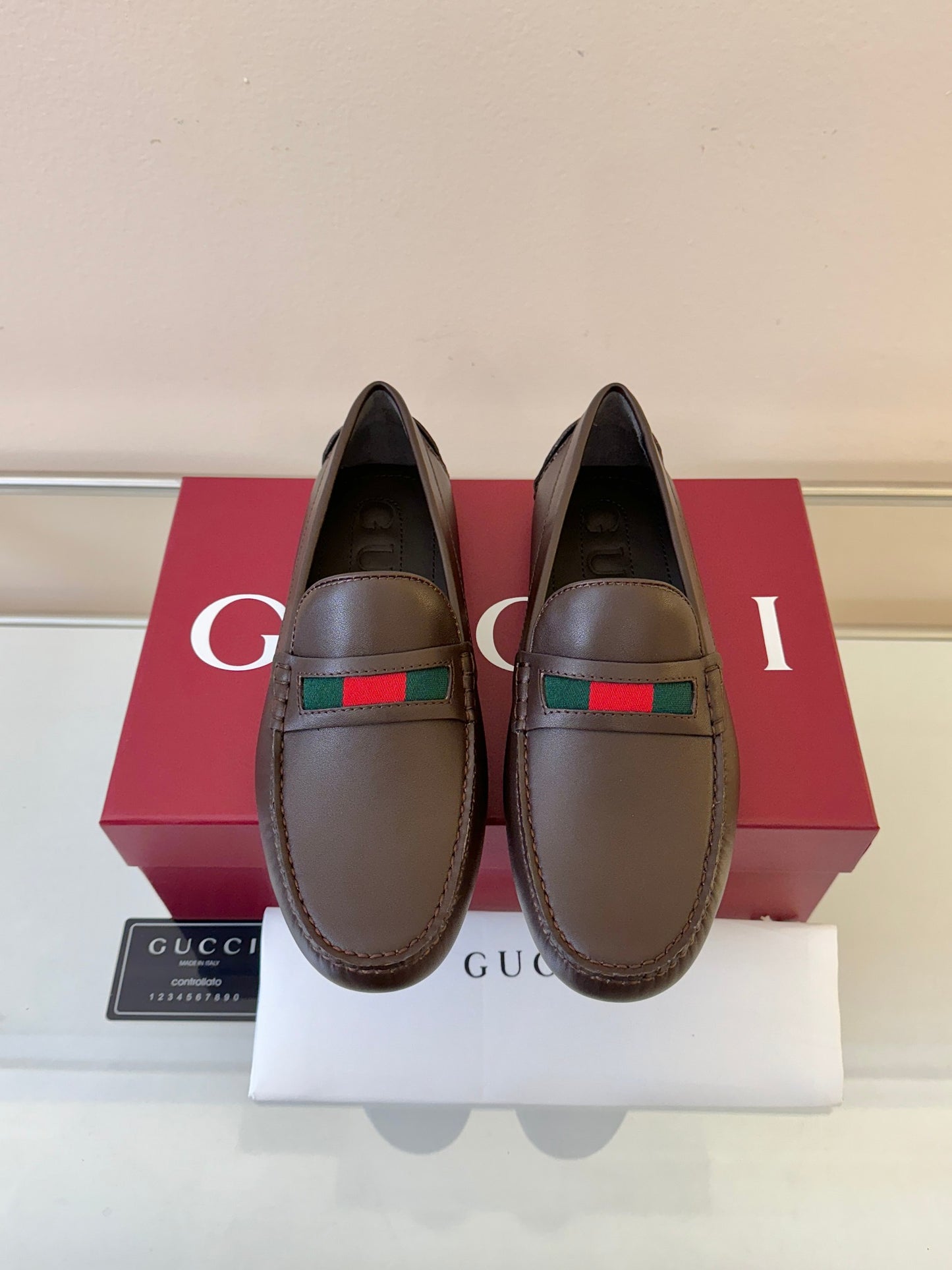 Gucci Men's Pebbled Leather and Suede Driving Shoes