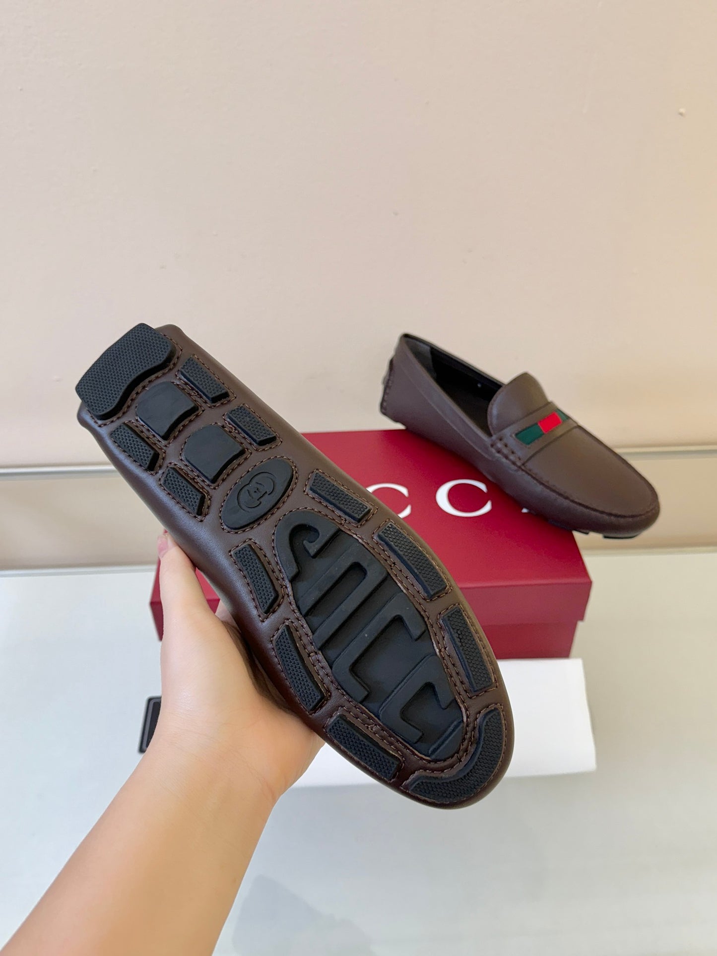 Gucci Men's Pebbled Leather and Suede Driving Shoes