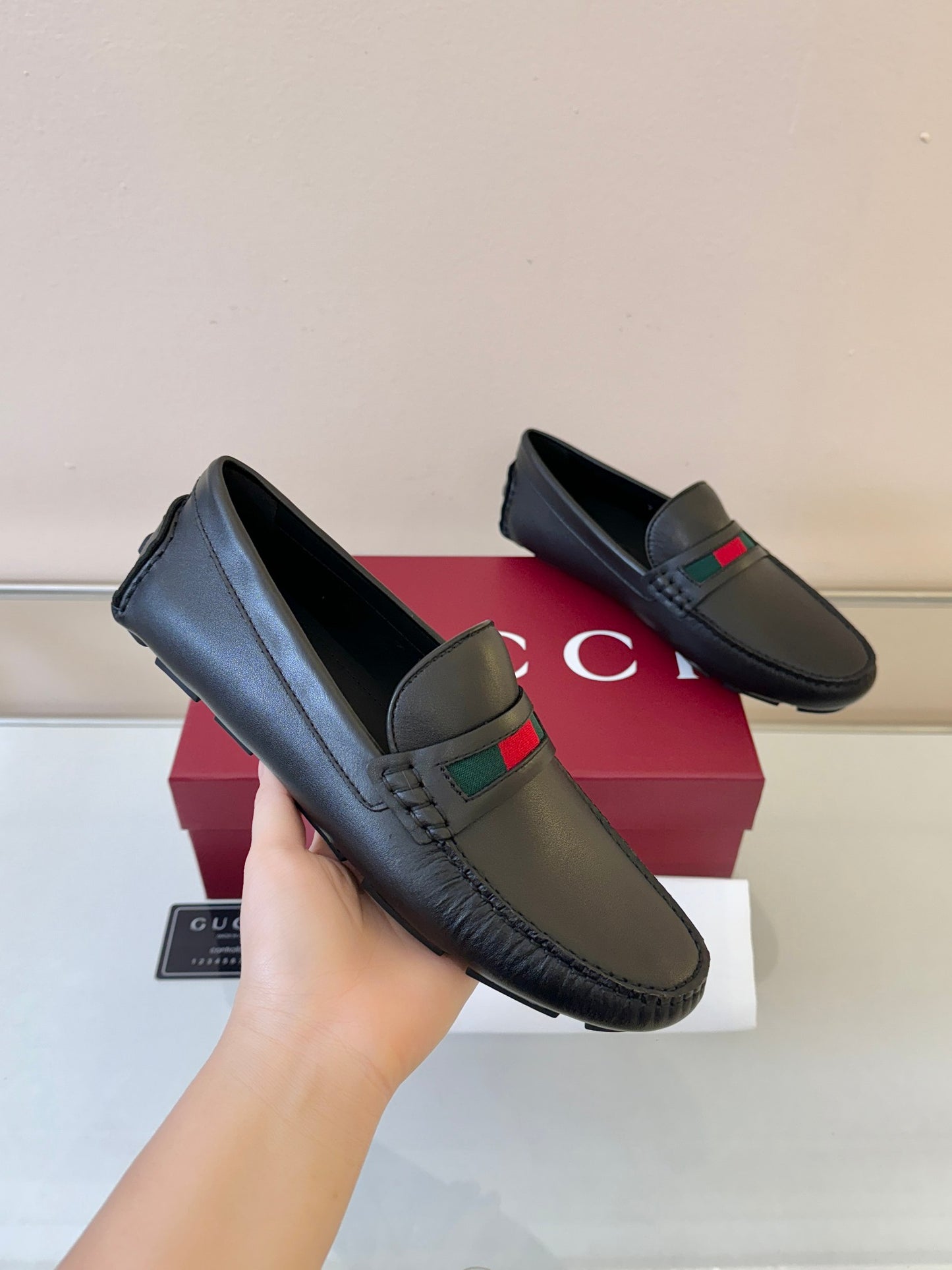 Gucci Men's Pebbled Leather and Suede Driving Shoes