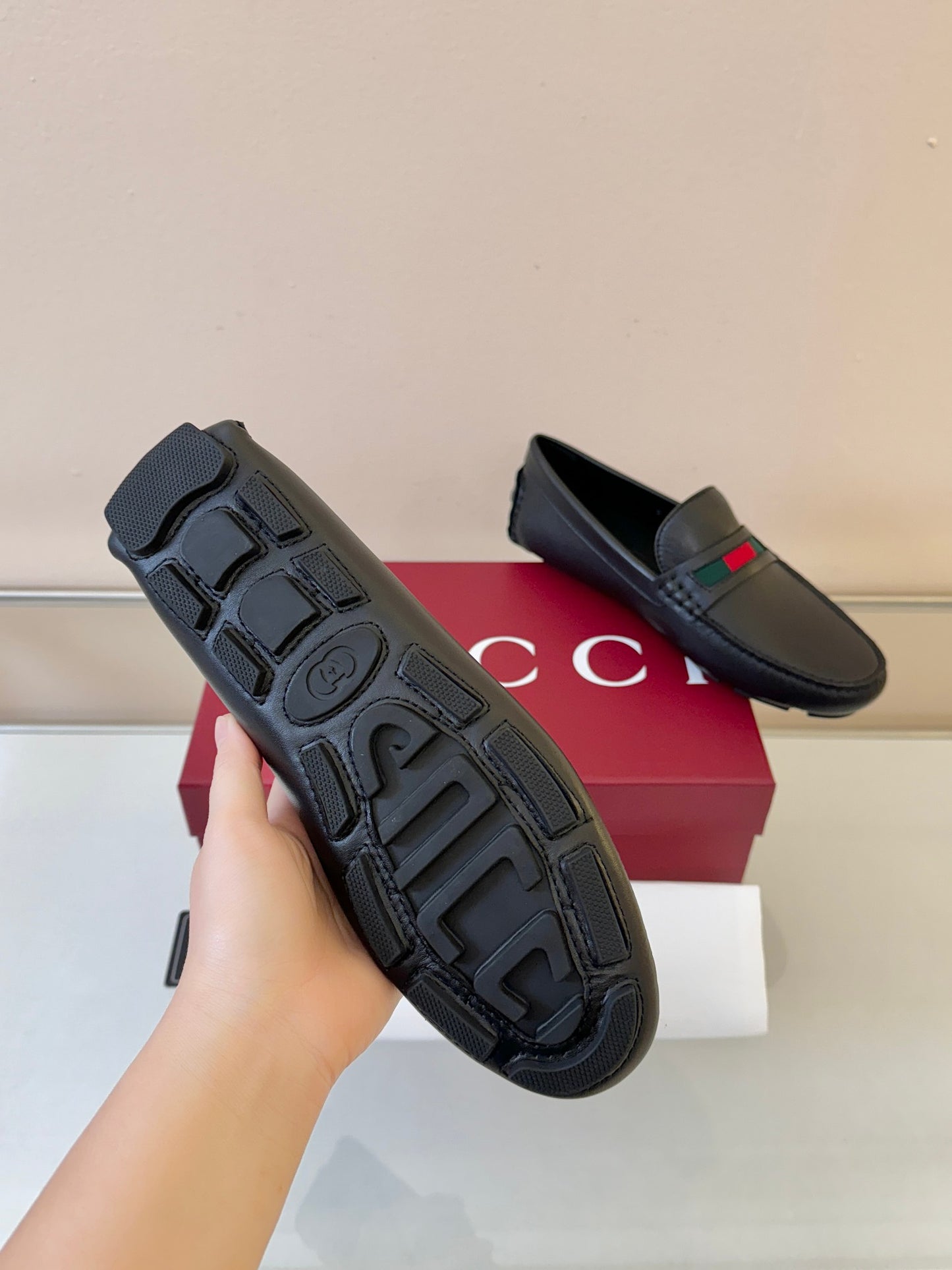 Gucci Men's Pebbled Leather and Suede Driving Shoes