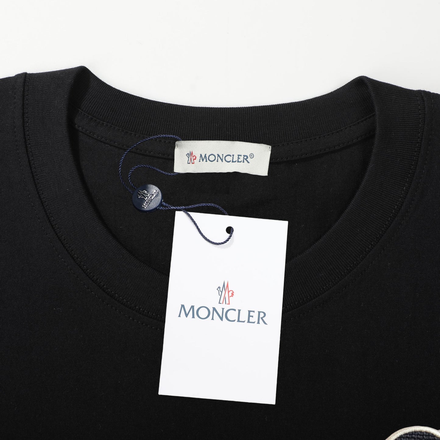 Moncler Woven Embroidered Logo Cotton T-Shirt