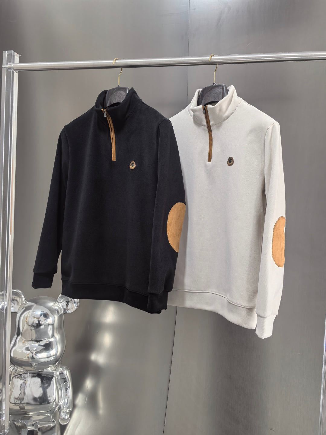 Moncler Men's Half-Zip Suede Sweatshirt – Spring 2025S
