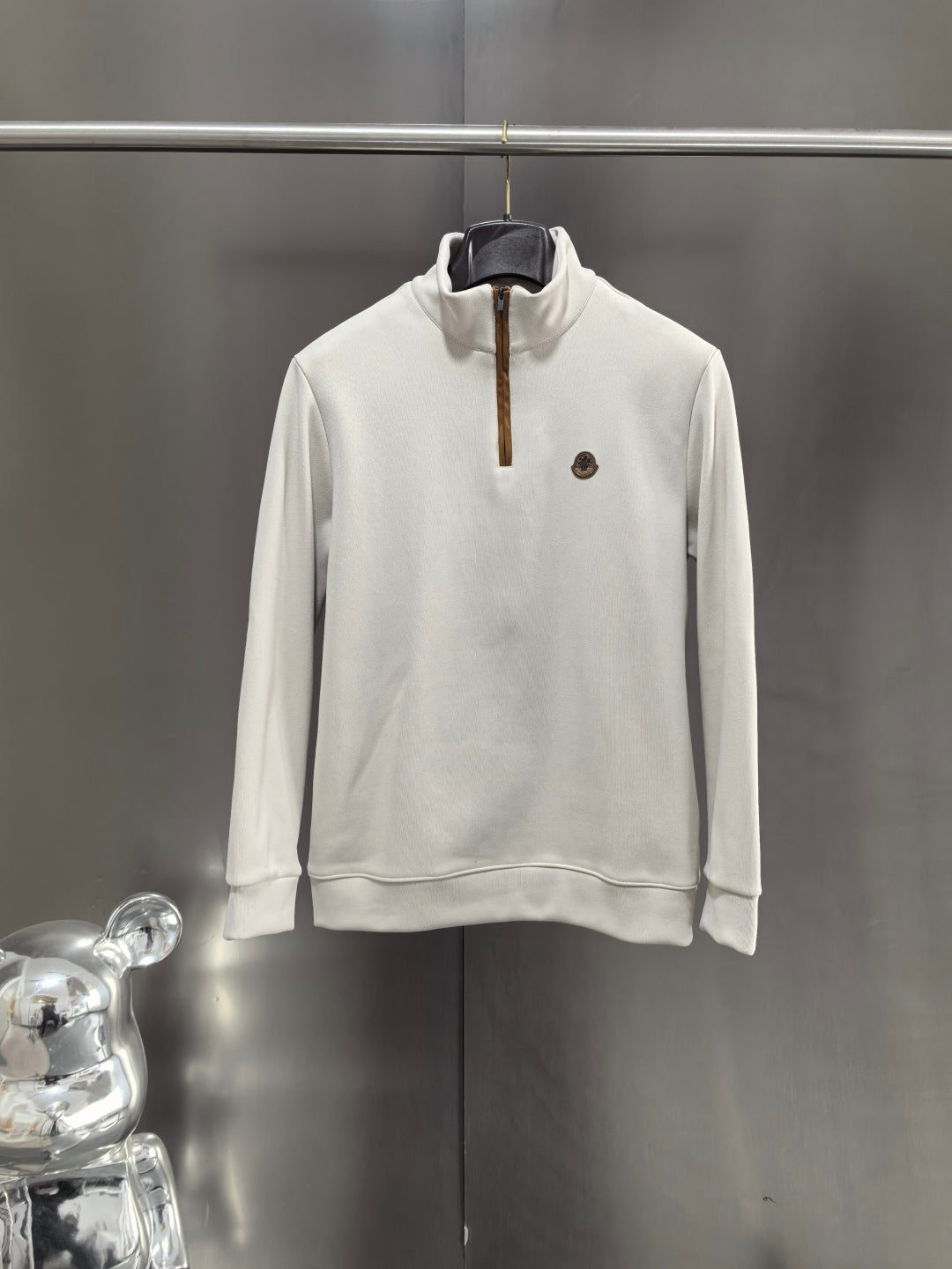 Moncler Men's Half-Zip Suede Sweatshirt – Spring 2025S