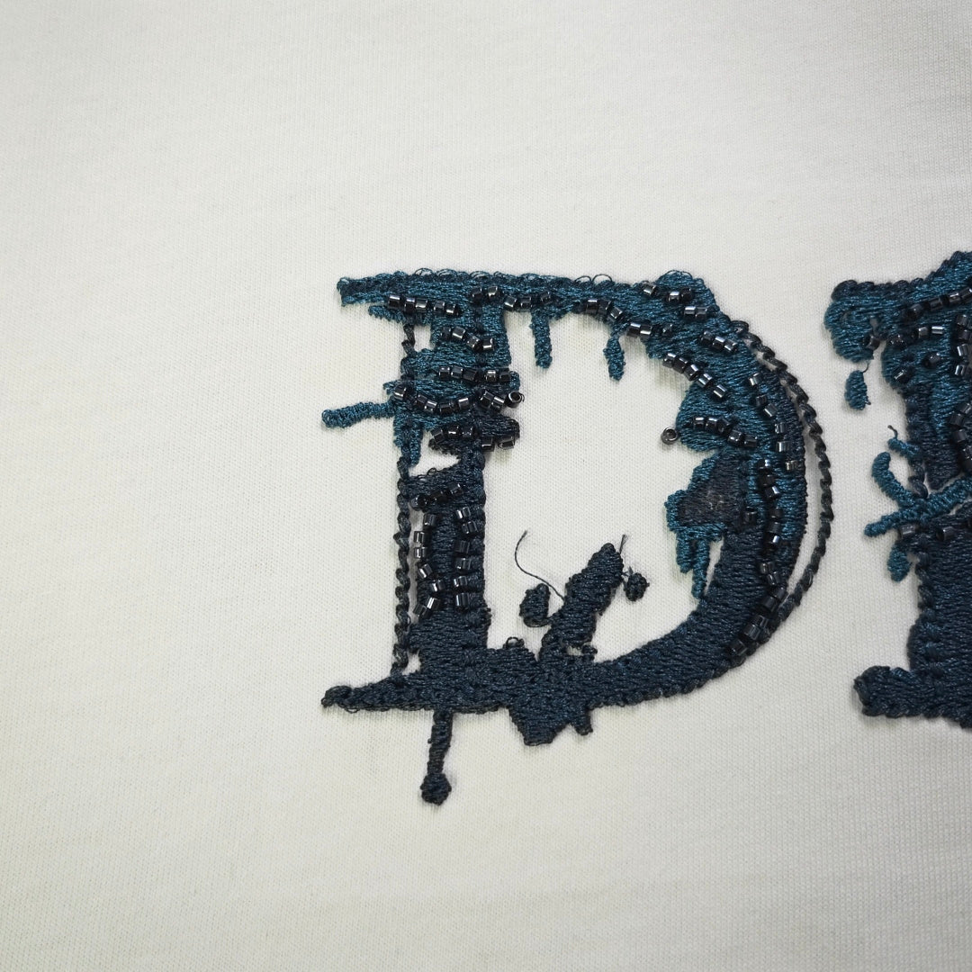 Dior Rhinestone Logo Embroidery T-Shirt – 2026SS