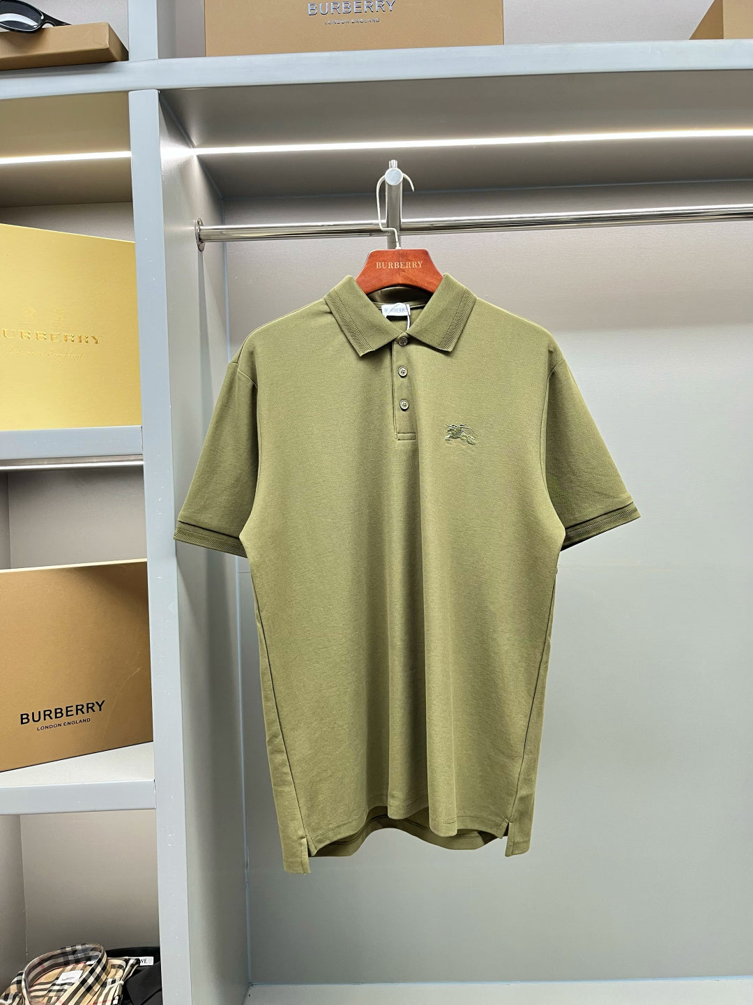 Burberry Knight Embroidered Piqué Cotton Polo Shirt – 2025 Spring/Summer Collection