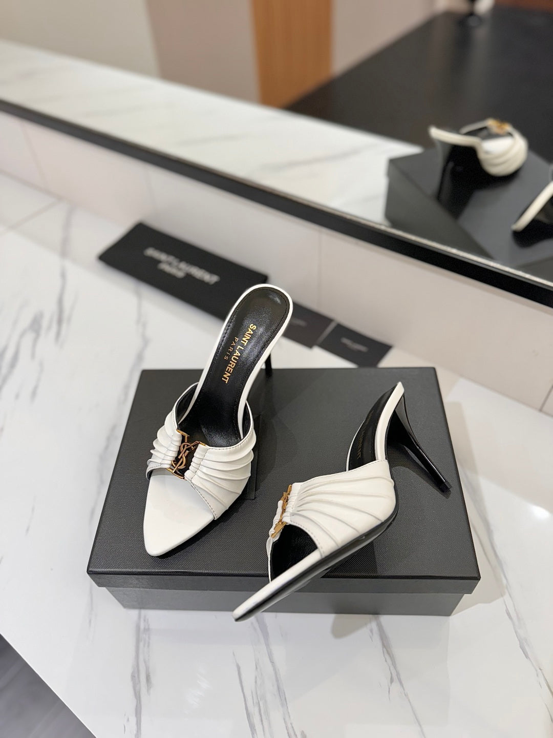 Saint Laurent Crystal Chain Heeled Sandals – 2025 Spring/Summer Collection