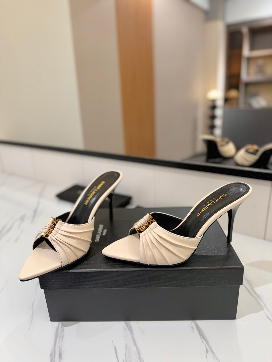 Saint Laurent Crystal Chain Heeled Sandals – 2025 Spring/Summer Collection
