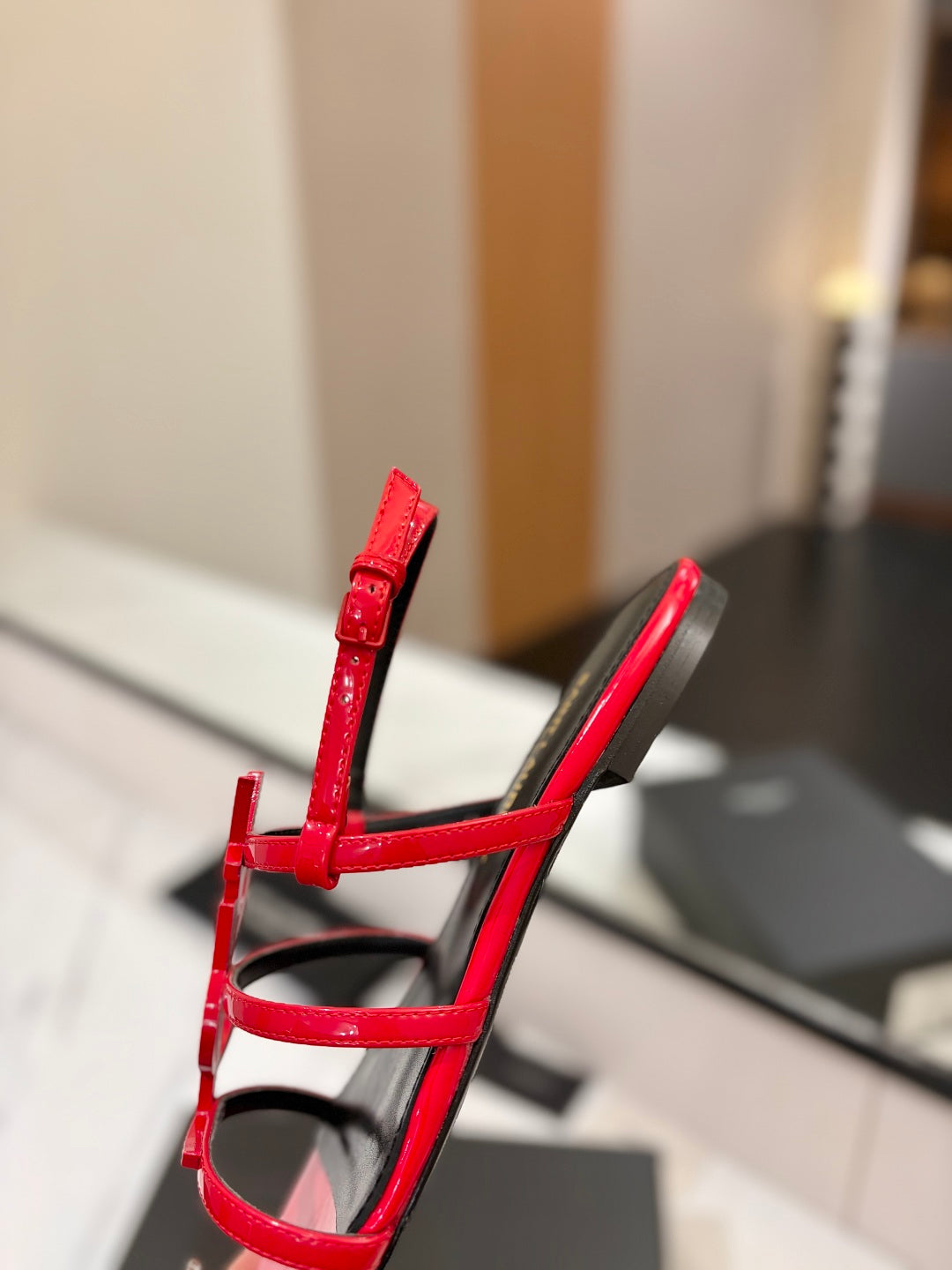 Saint Laurent YSL Metal Logo Heeled Sandals