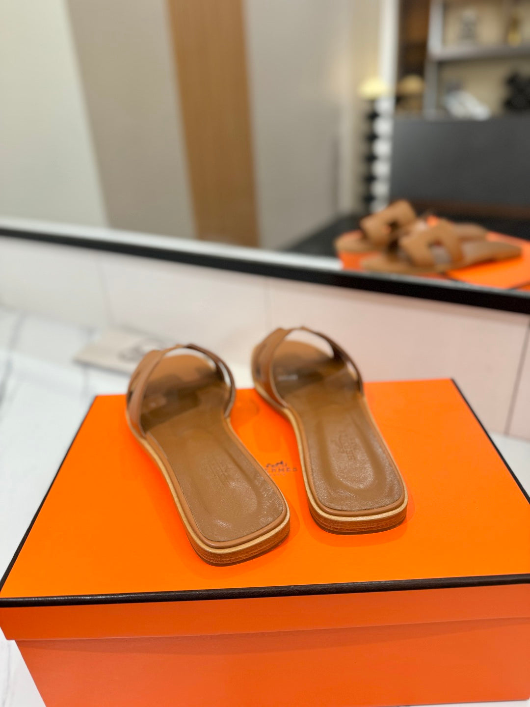 Hermès Classic H Palm Grain Leather Sandals