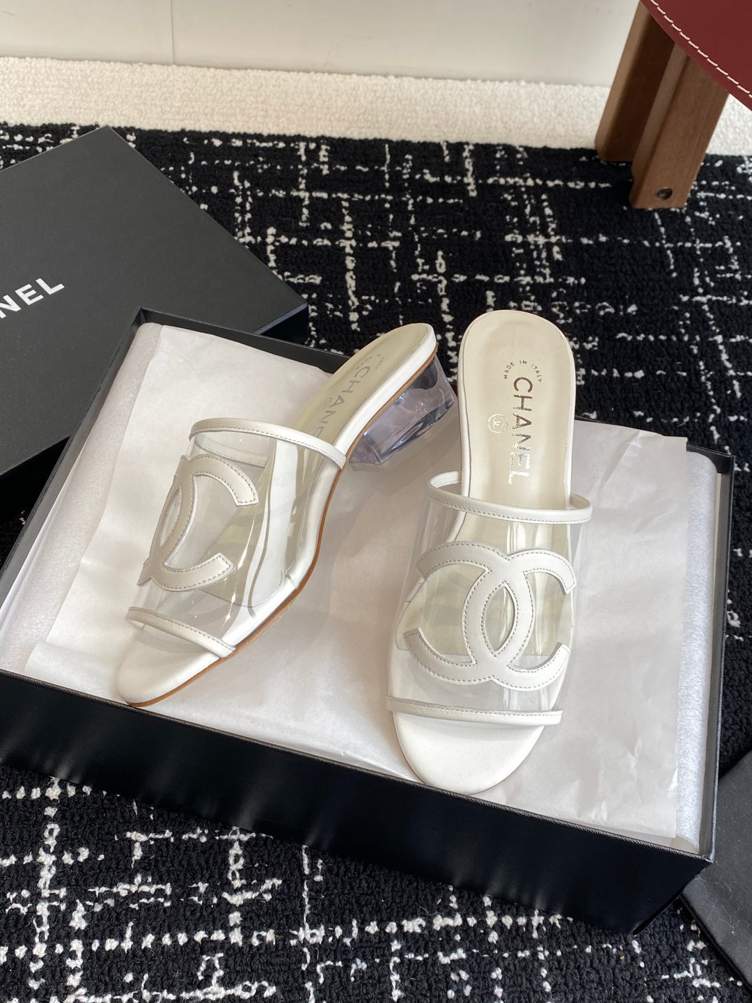 Chanel PVC Transparent Double C Heeled Slides – Spring/Summer Collection – 25SS