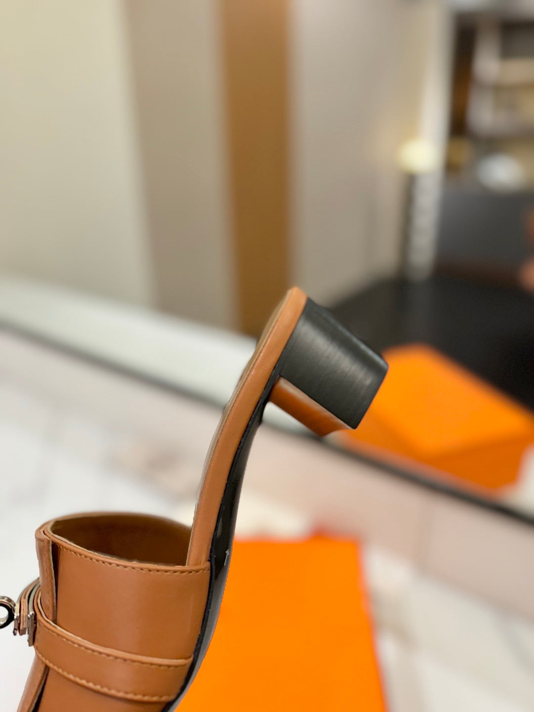 Hermès Classic Smooth Cowhide Heeled Sandals