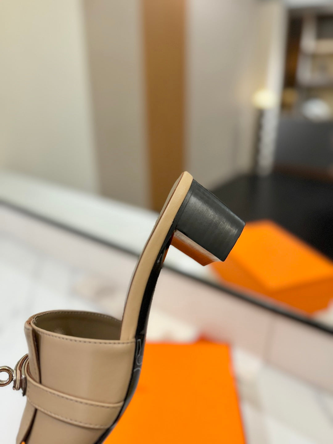 Hermès Classic Smooth Cowhide Heeled Sandals