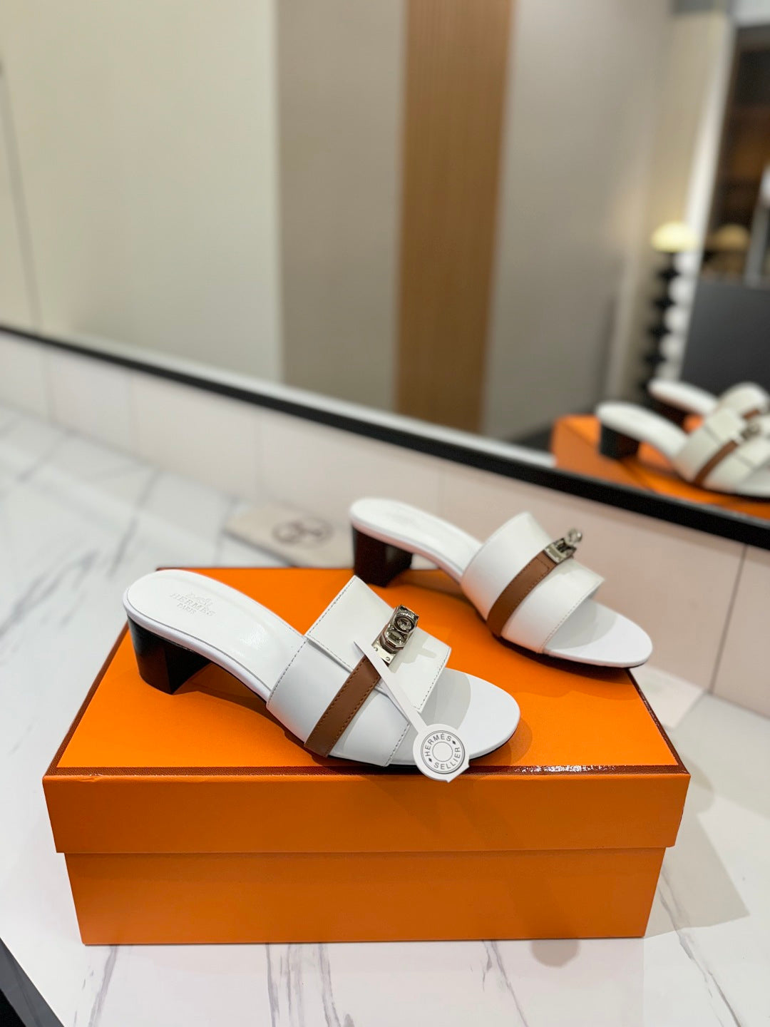 Hermès Classic Smooth Cowhide Heeled Sandals