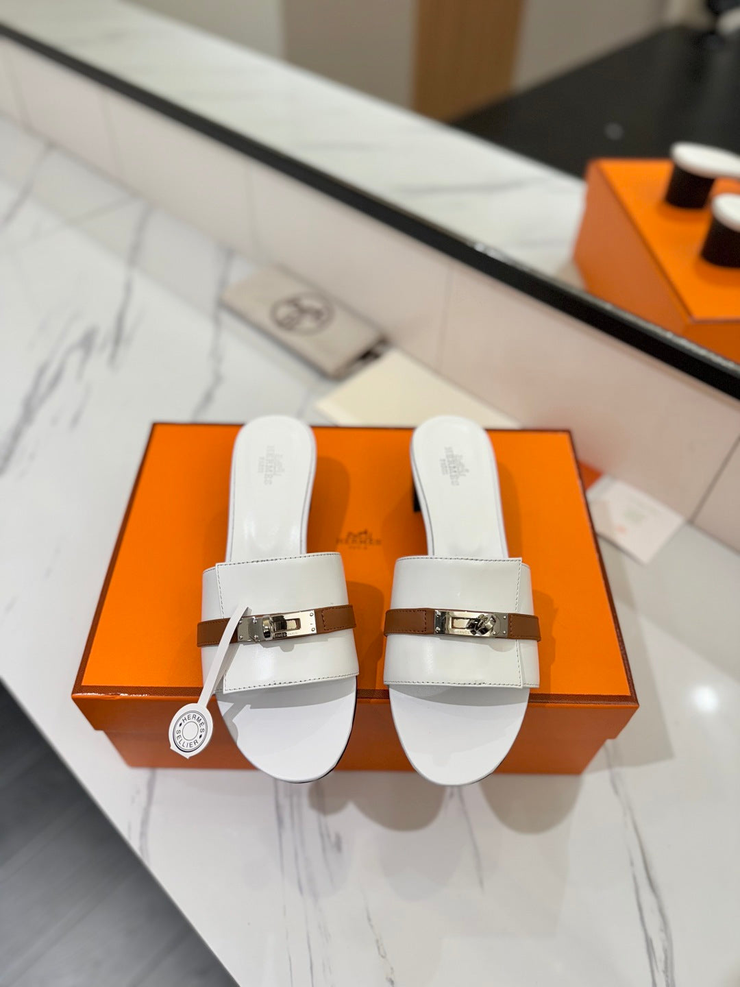 Hermès Classic Smooth Cowhide Heeled Sandals