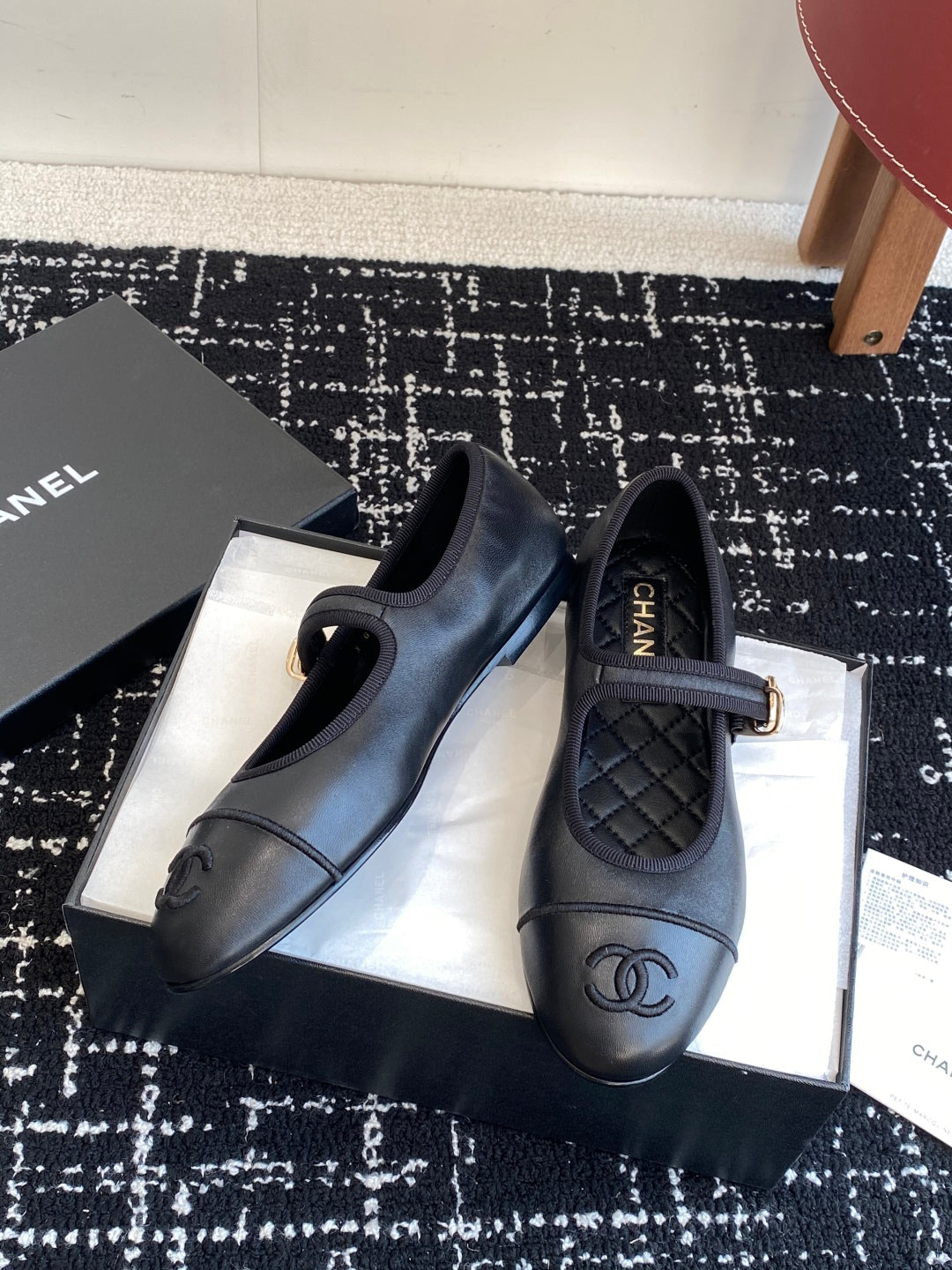 Chanel 25SS Embroidered Double C Mary Jane Ballet Flats