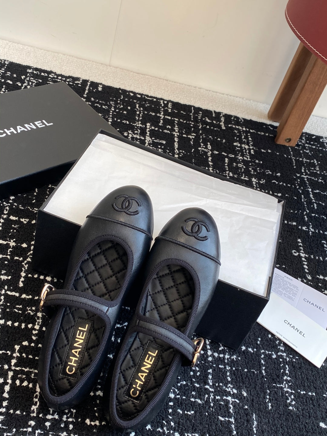 Chanel 25SS Embroidered Double C Mary Jane Ballet Flats